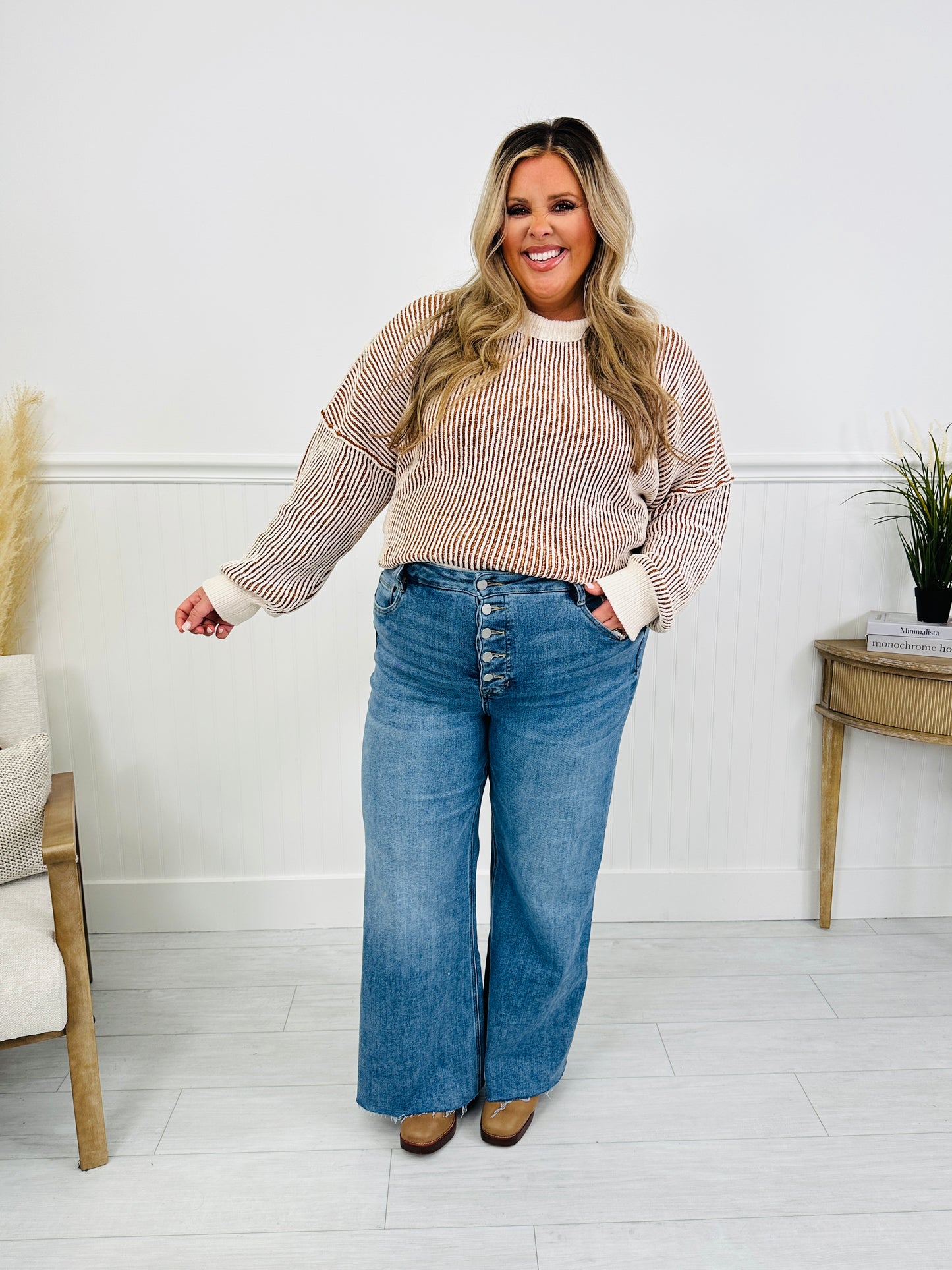 Push Your Buttons Tummy Control Wide Leg Jeans