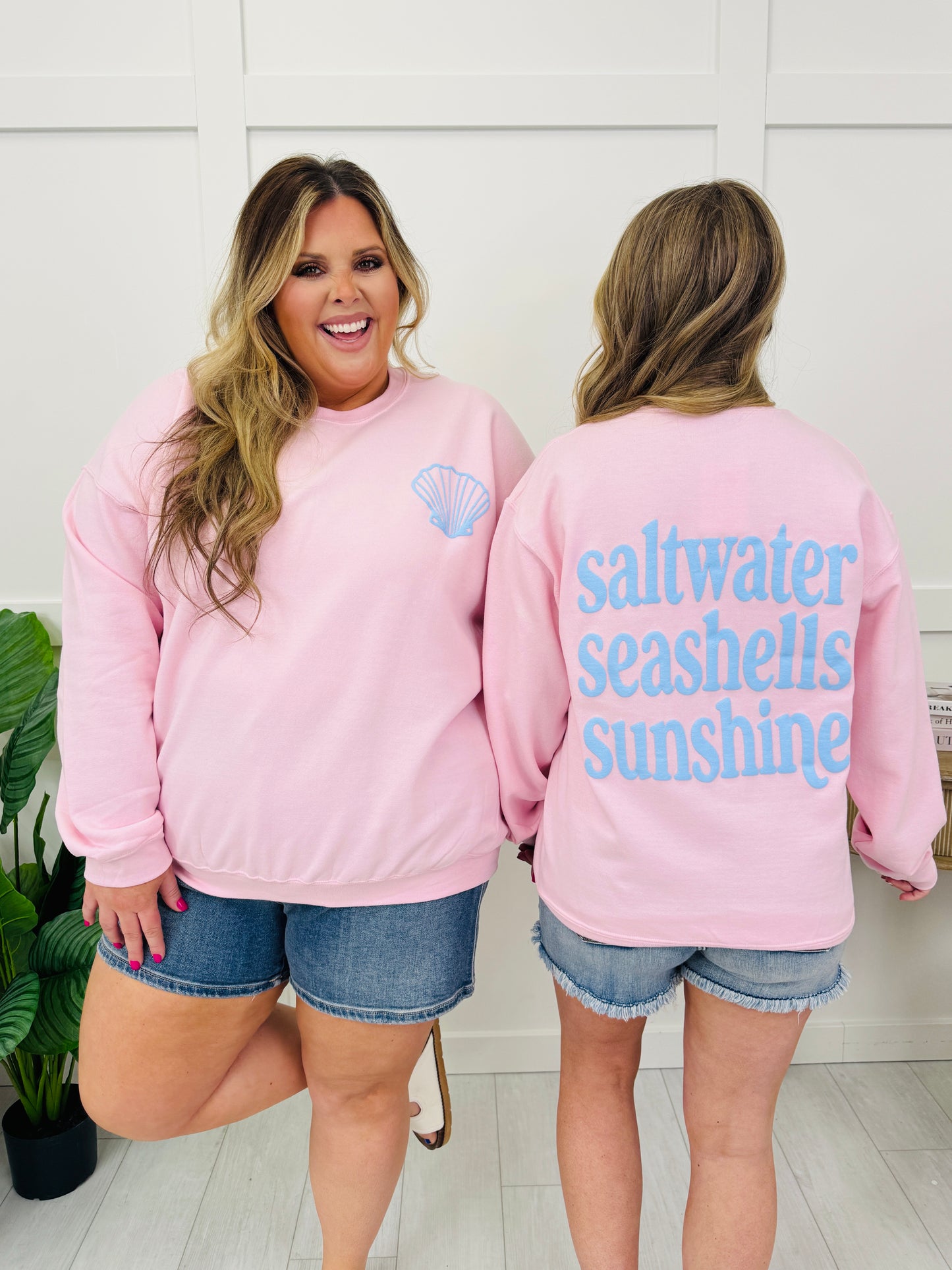 Saltwater Seashells Sunshine Graphic Crewneck Sweatshirt