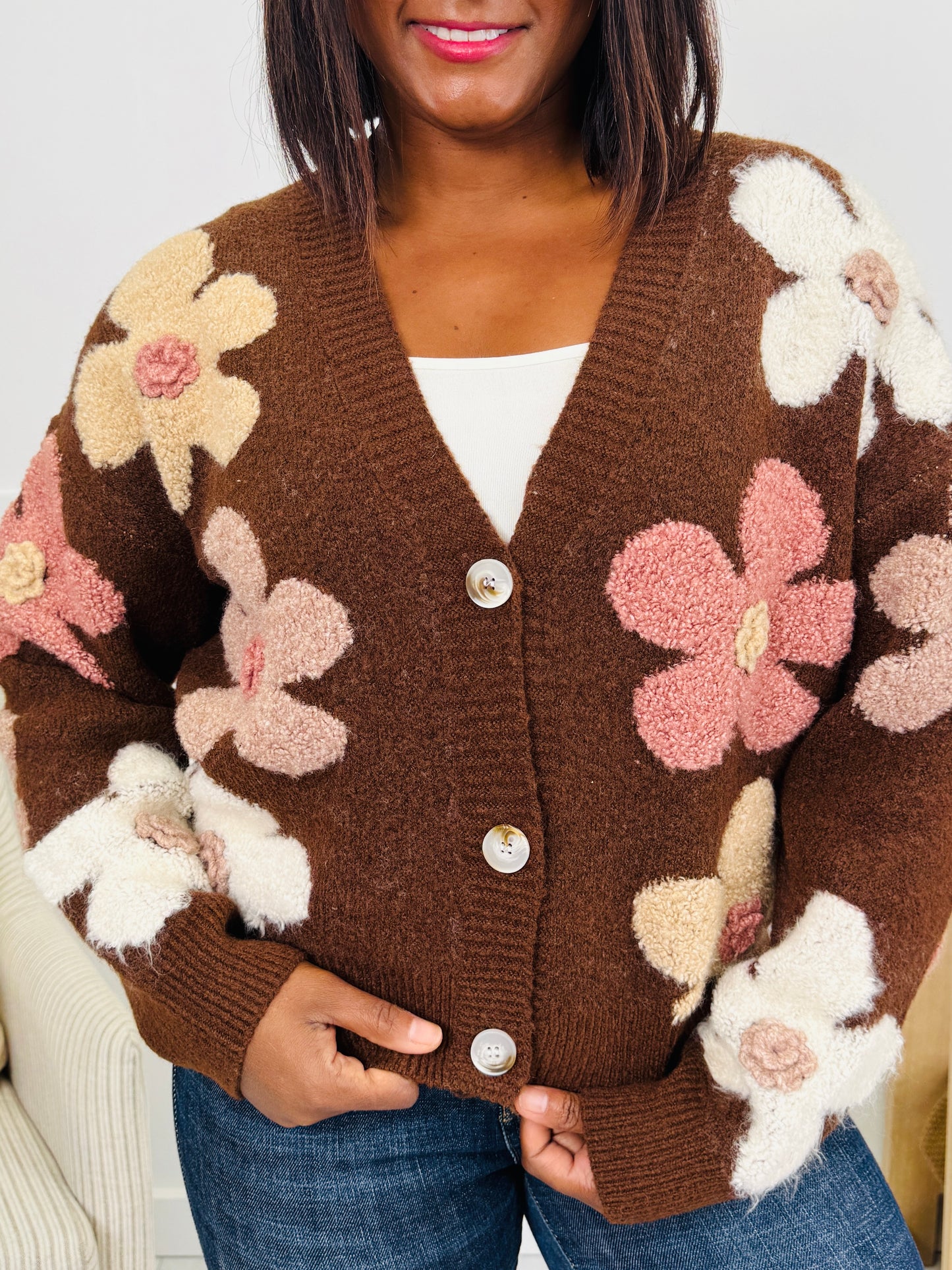 Season’s Stitch Cardigan in Brown