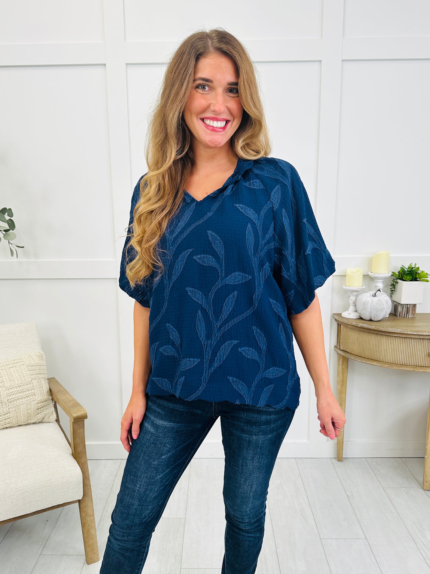 Navy Bloom Blouse