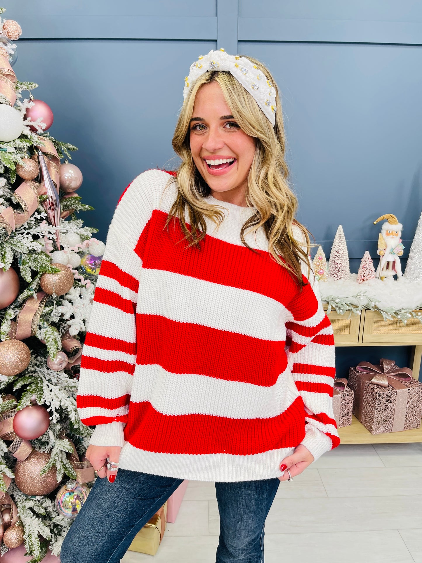 REG/CURVY MOCO Exclusive Candy Cane Lane Sweater