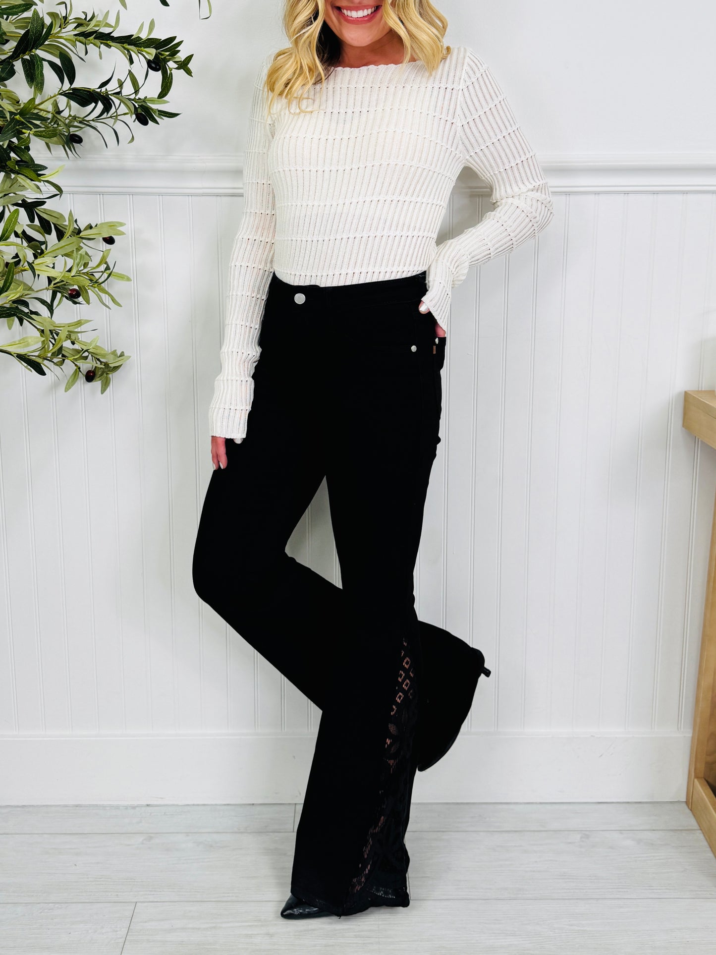 Judy Blue Lace Luxe Flare Jeans In Multiple Inseams