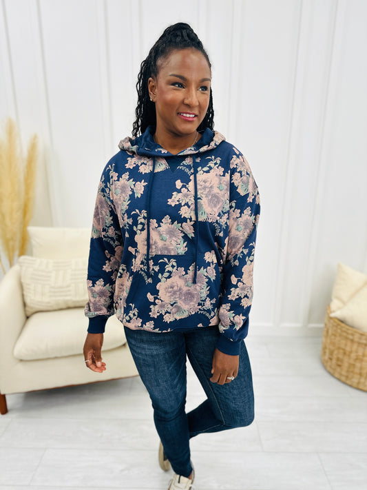 Living In A Floral Daydream Hoodie In Navy