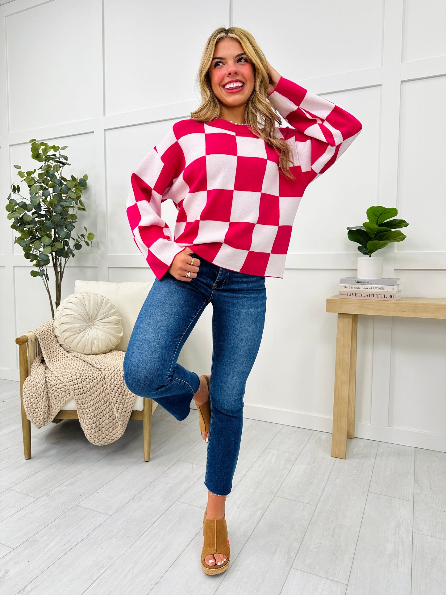 REG/CURVY Come Check This MOCO Exclusive Design Checkered Sweater- Multiple Colors!