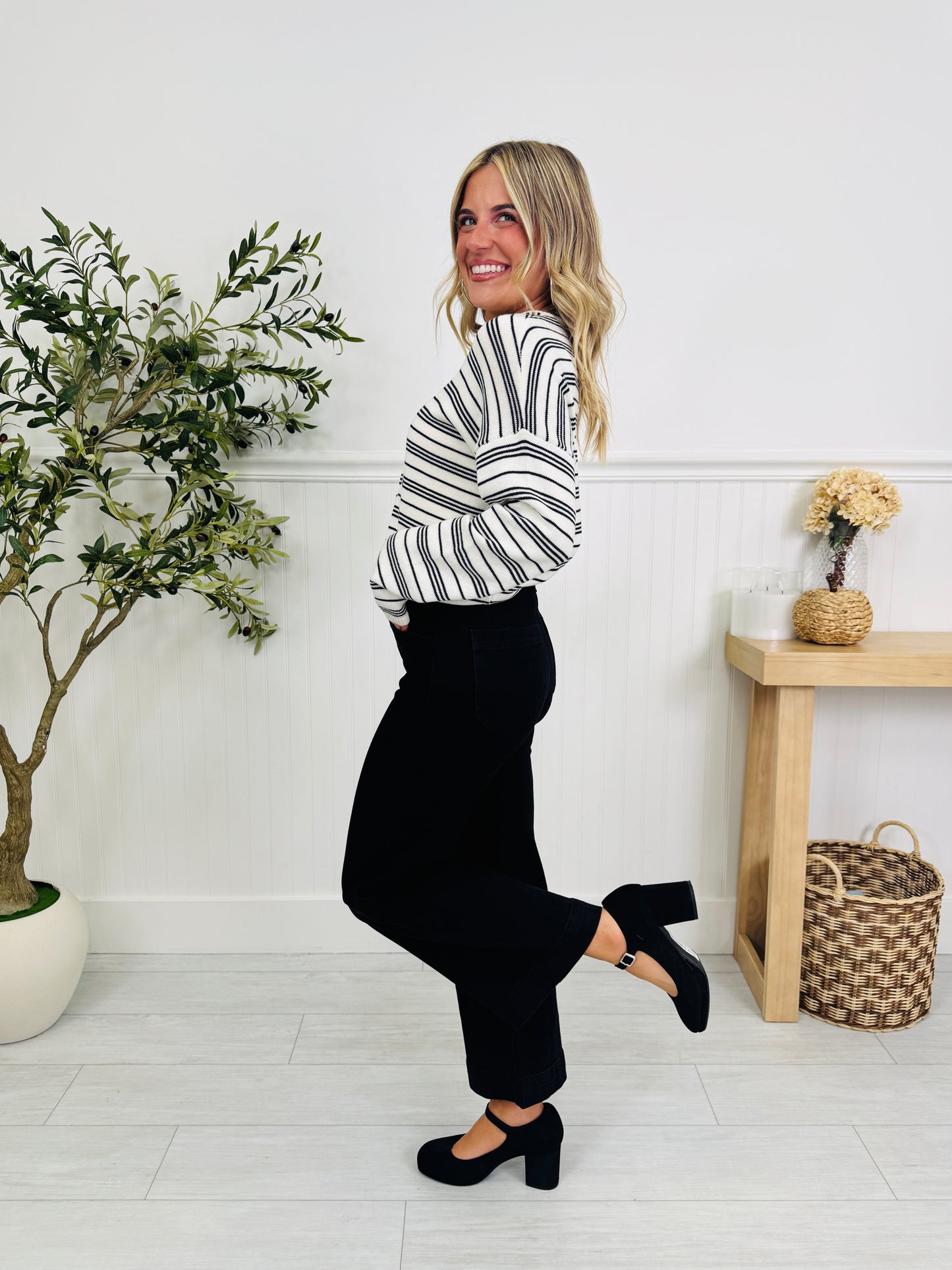 Black To Basics Tummy Control Cropped Wide Jeans In Multiple Inseams