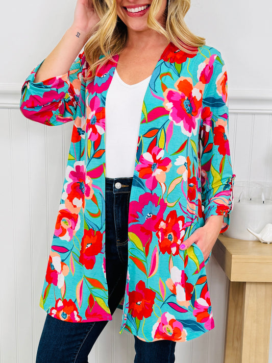Layered in Spring Cardigan In Floral Print