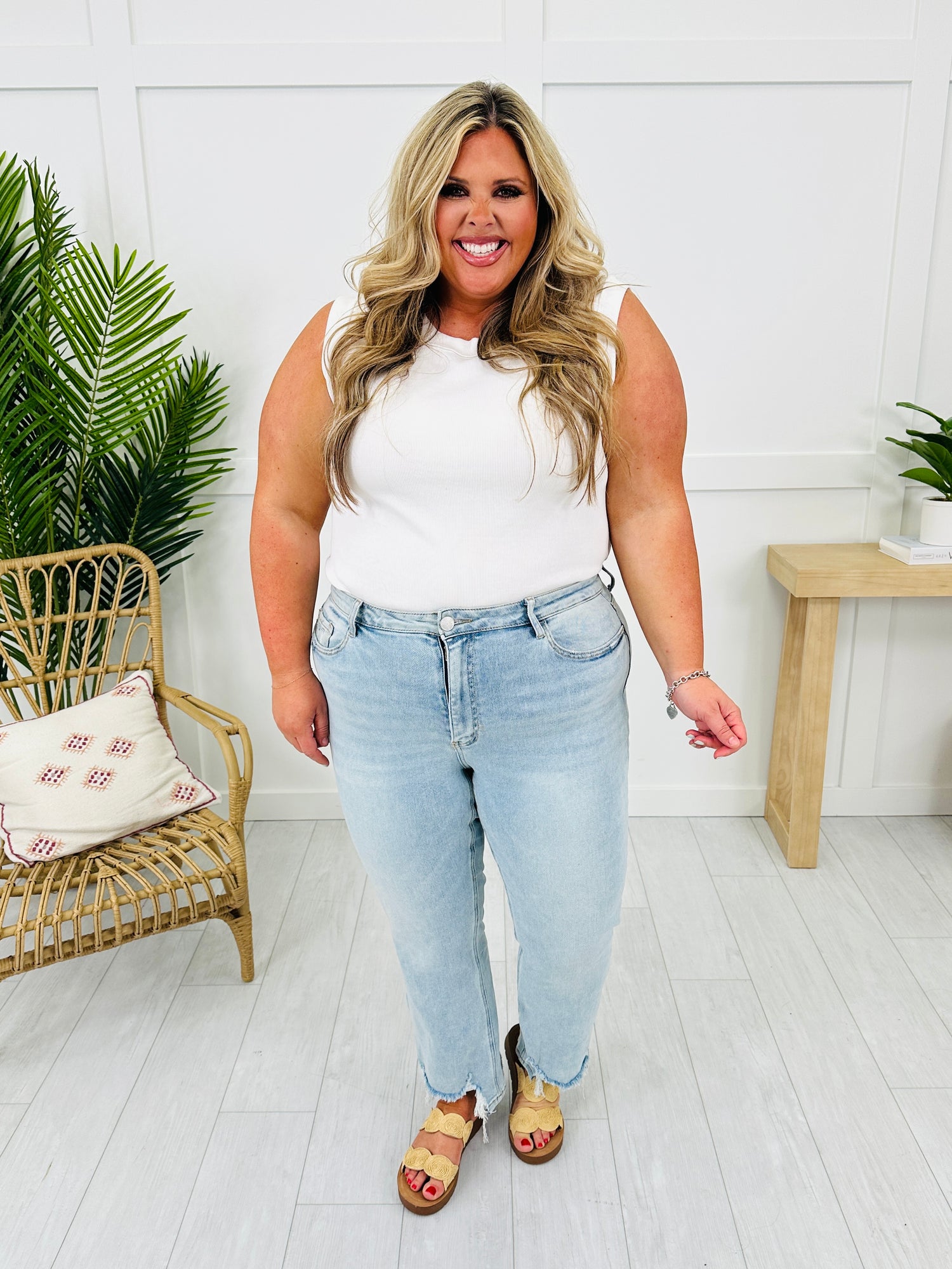 Kick Flare Jeans On Larger Model Plus Size Vervet™ Ankle Kick