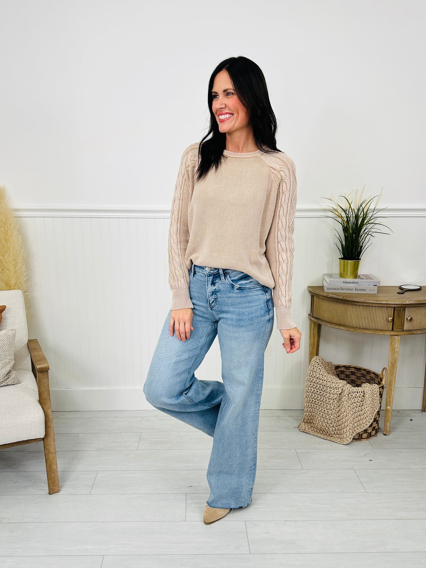 Dream of Me Tummy Control Slim Wide Leg Jeans