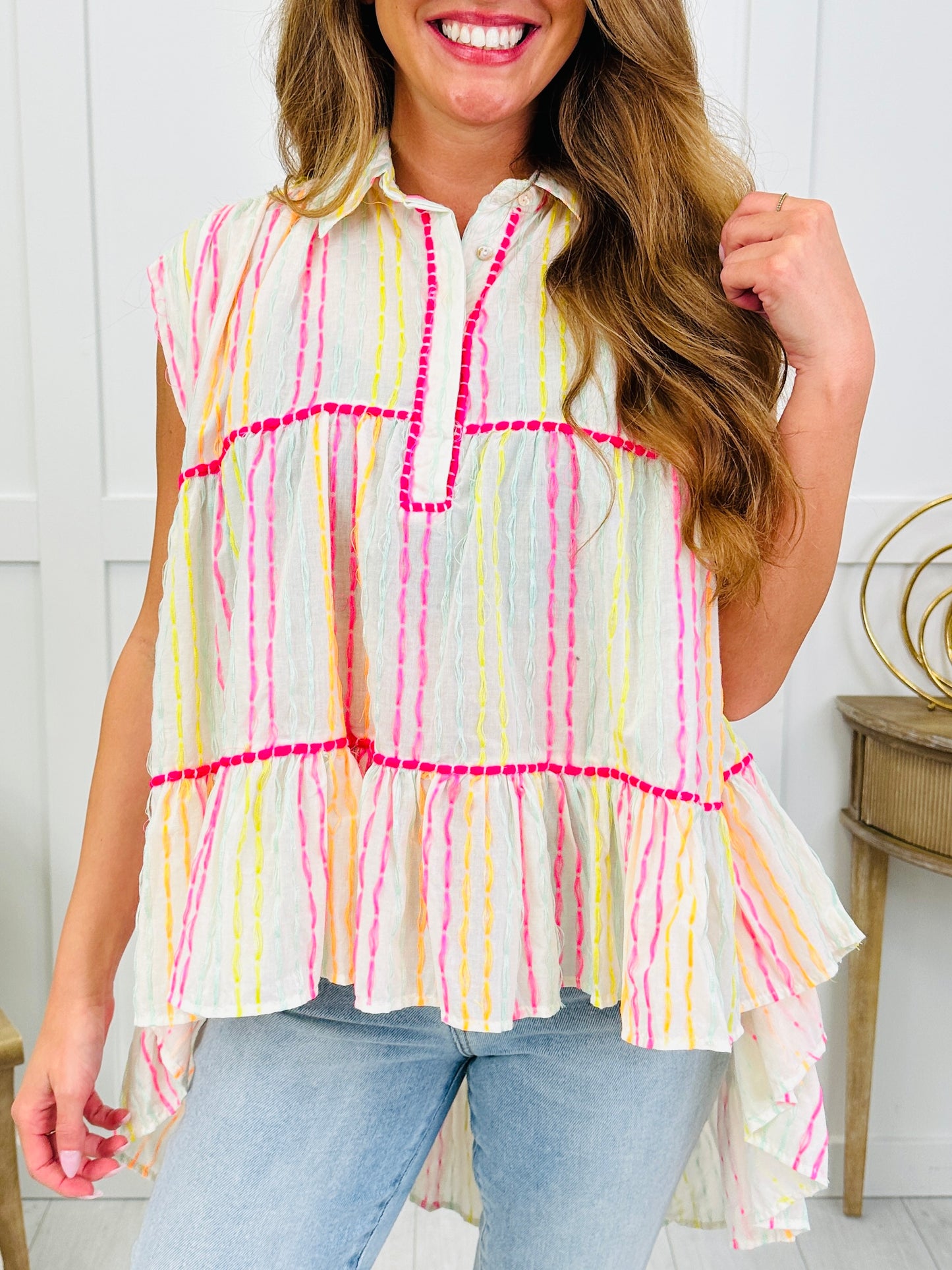 Leave A Little Magic Top In Ivory Multi