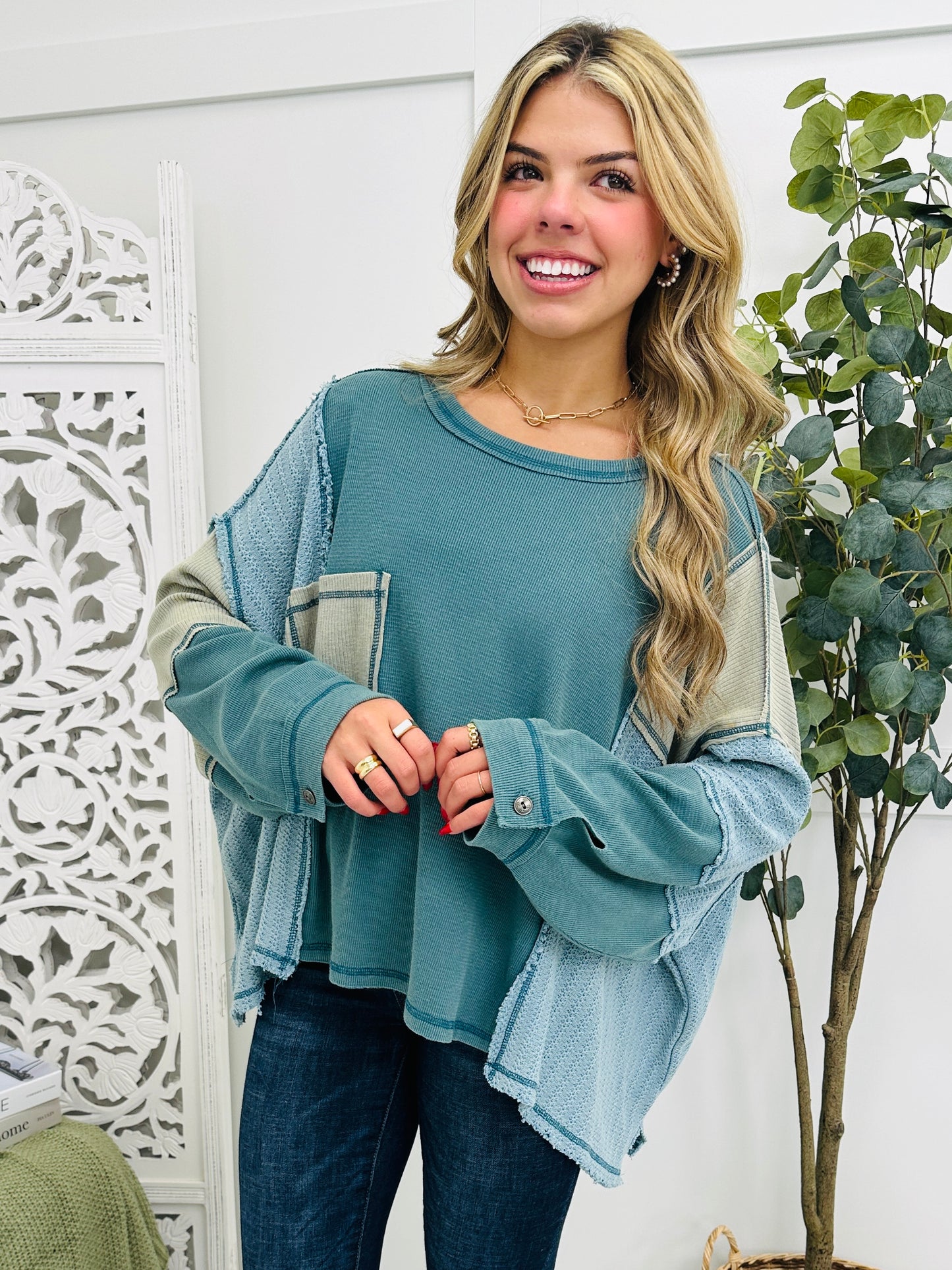 Twilight Delight Long Sleeve Top in Teal