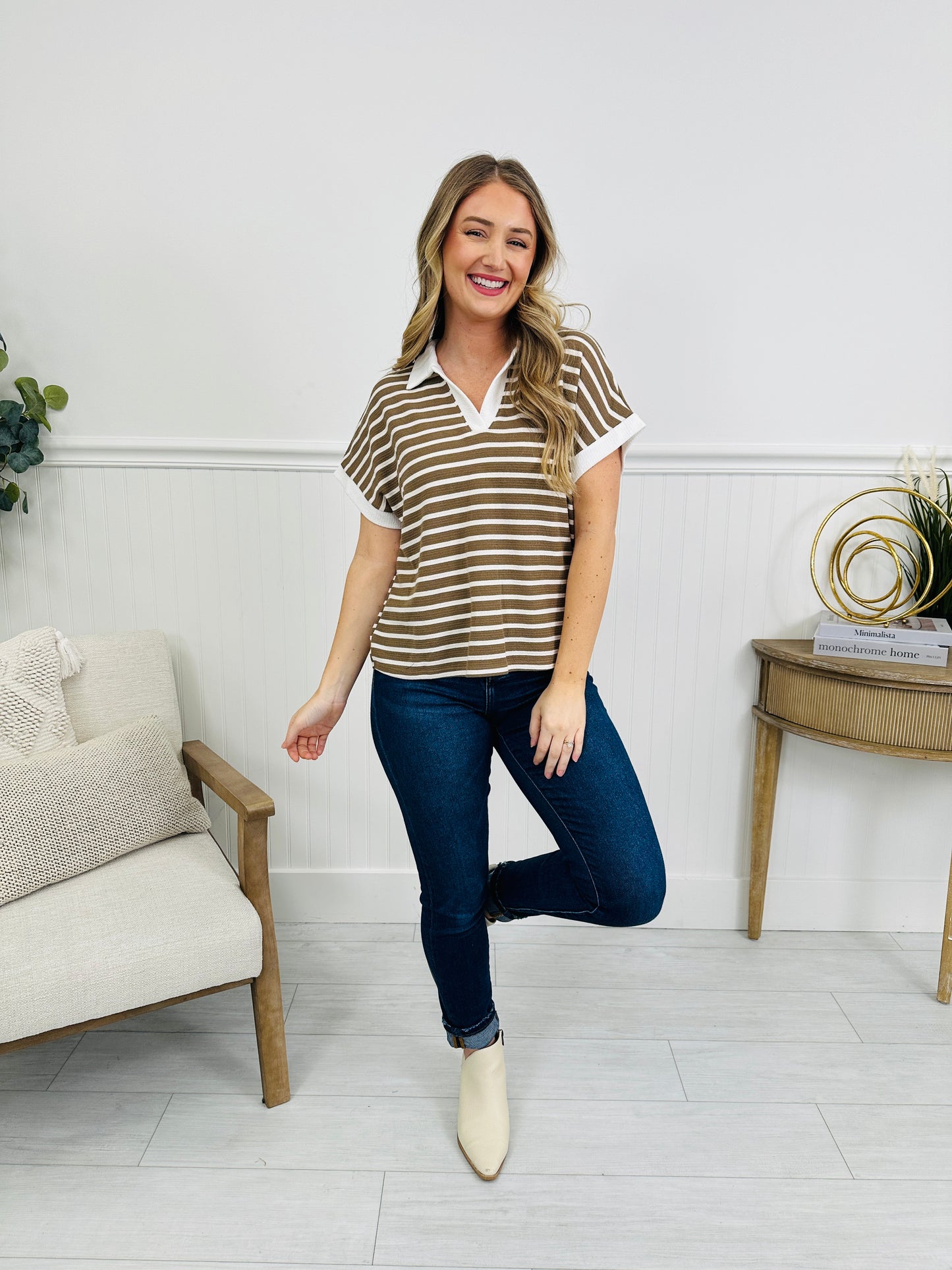 Collared Contrast Top- Multiple Colors!