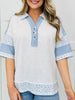 Patchwork Harbor Top In H. Grey