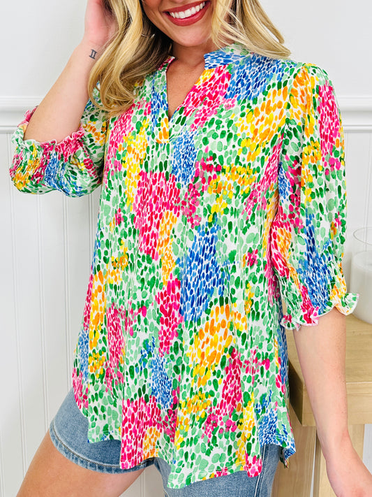 Step Into Spring Top Nantucket Print