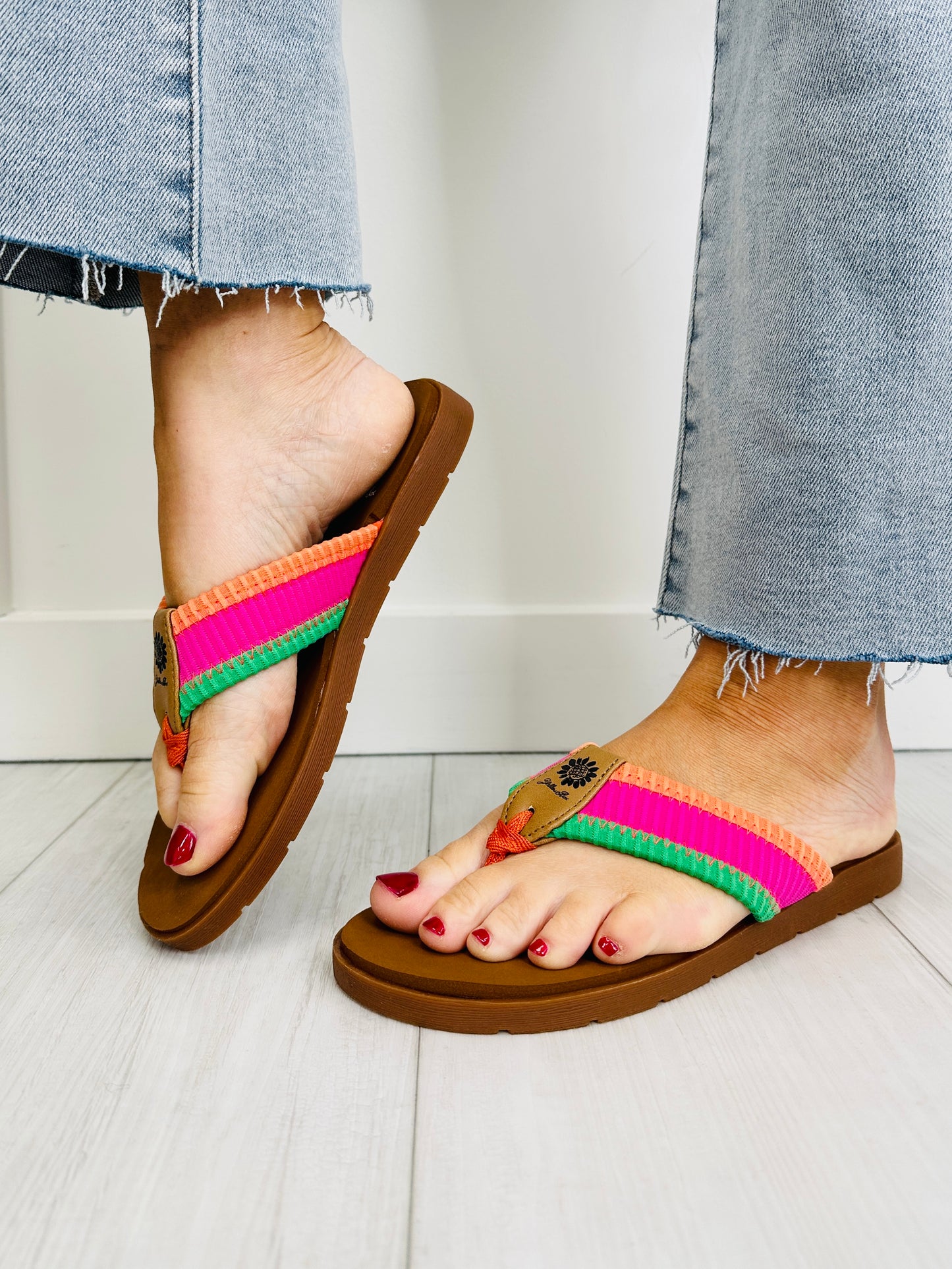 Heatwave Harmony Flip Flops In Pink Multi