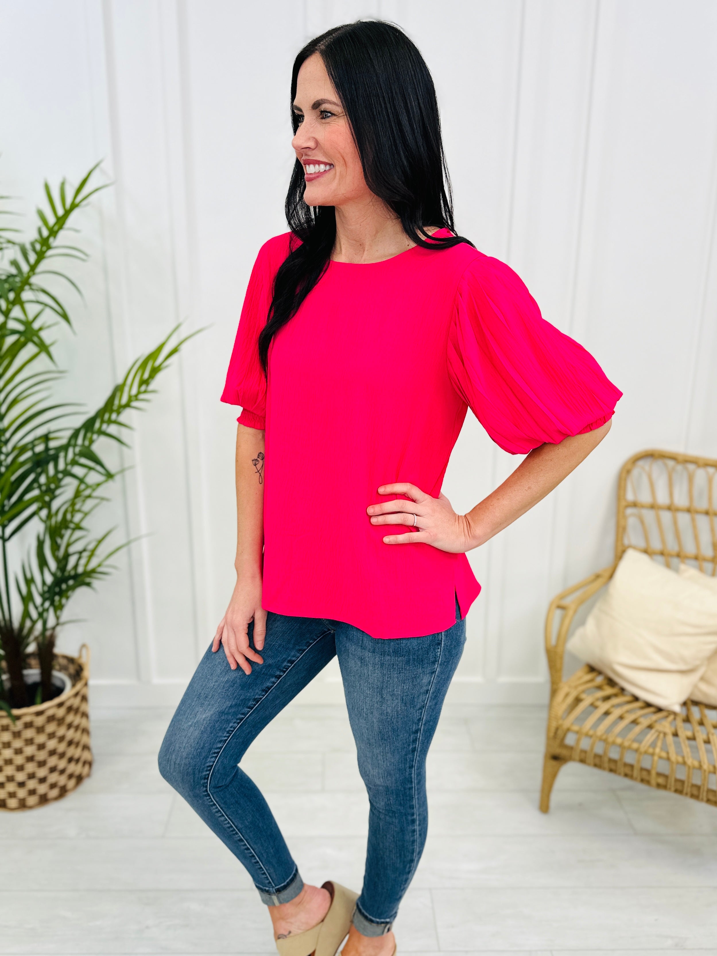 Mocha 3/4 Sleeve Boxy Top | Boutique Elise | Mary