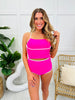The Samantha Swim Top In Bright Pink