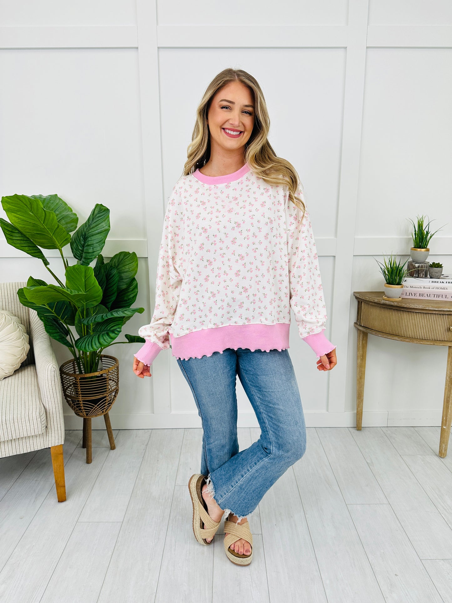 Petals On Repeat Pullover in Pink