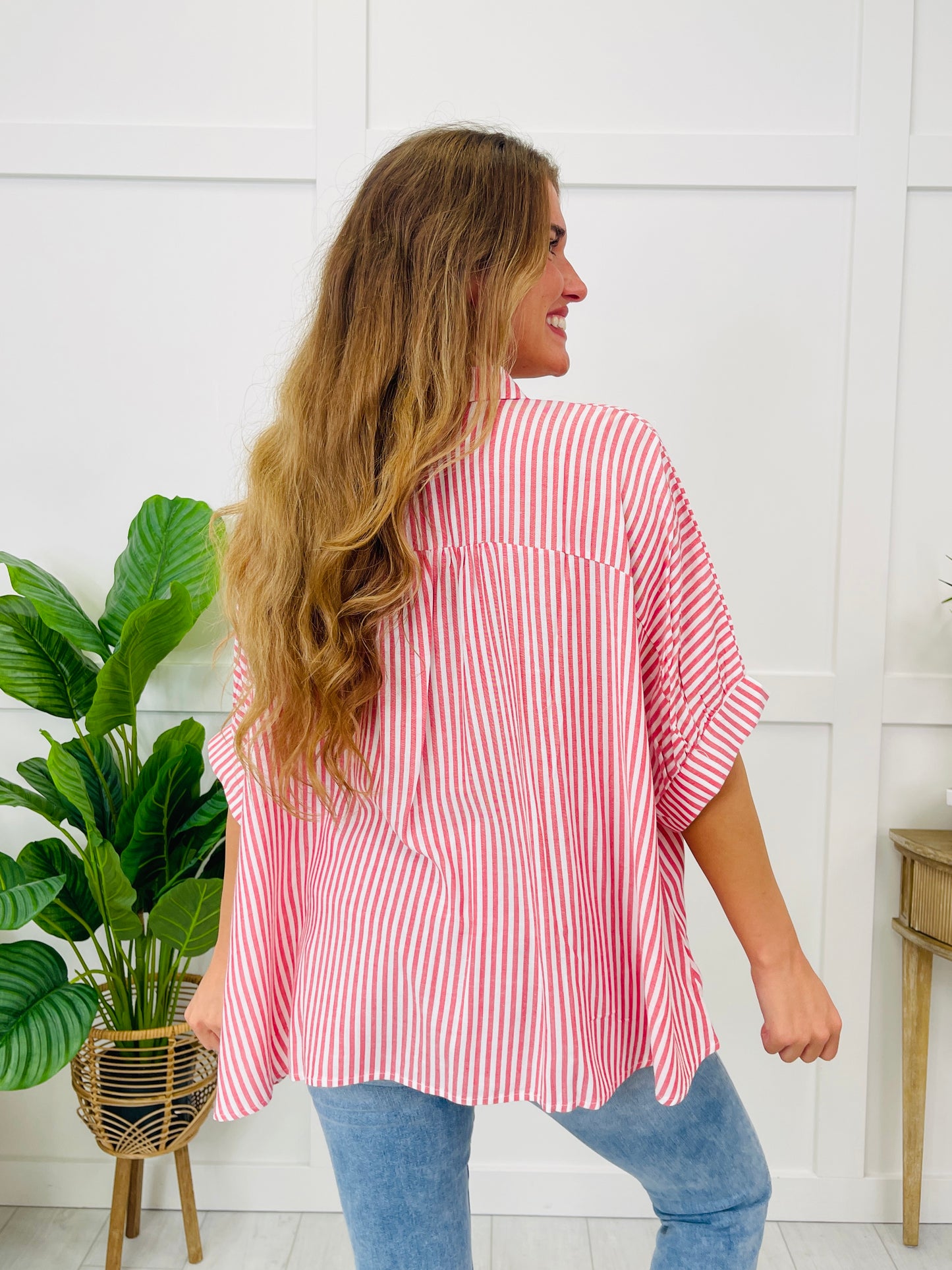 Striped Serenity Top in Ruby