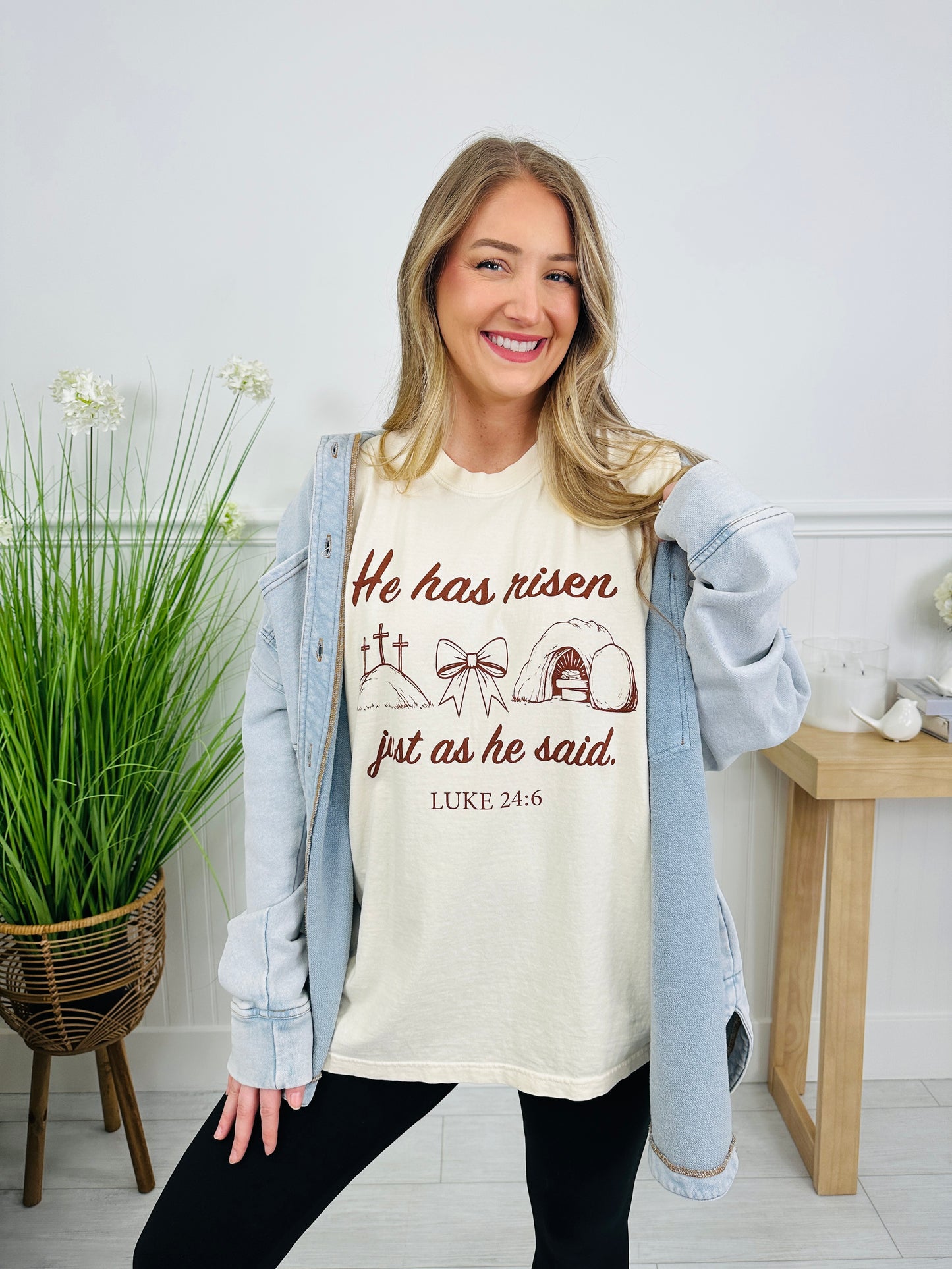 He Has Risen Luke 24:6 Graphic Tee