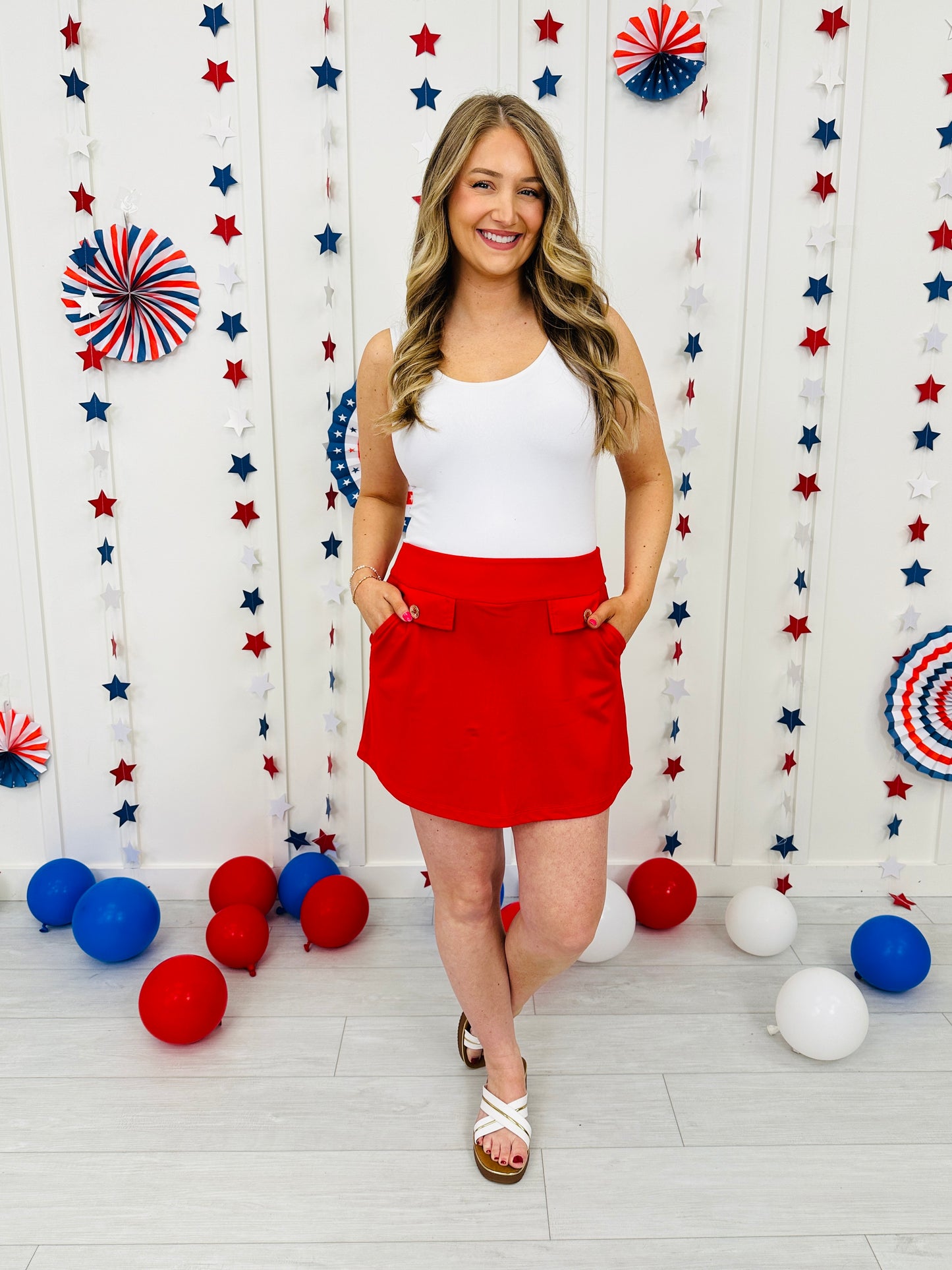 Red, White and Ready Skort In Multiple Colors