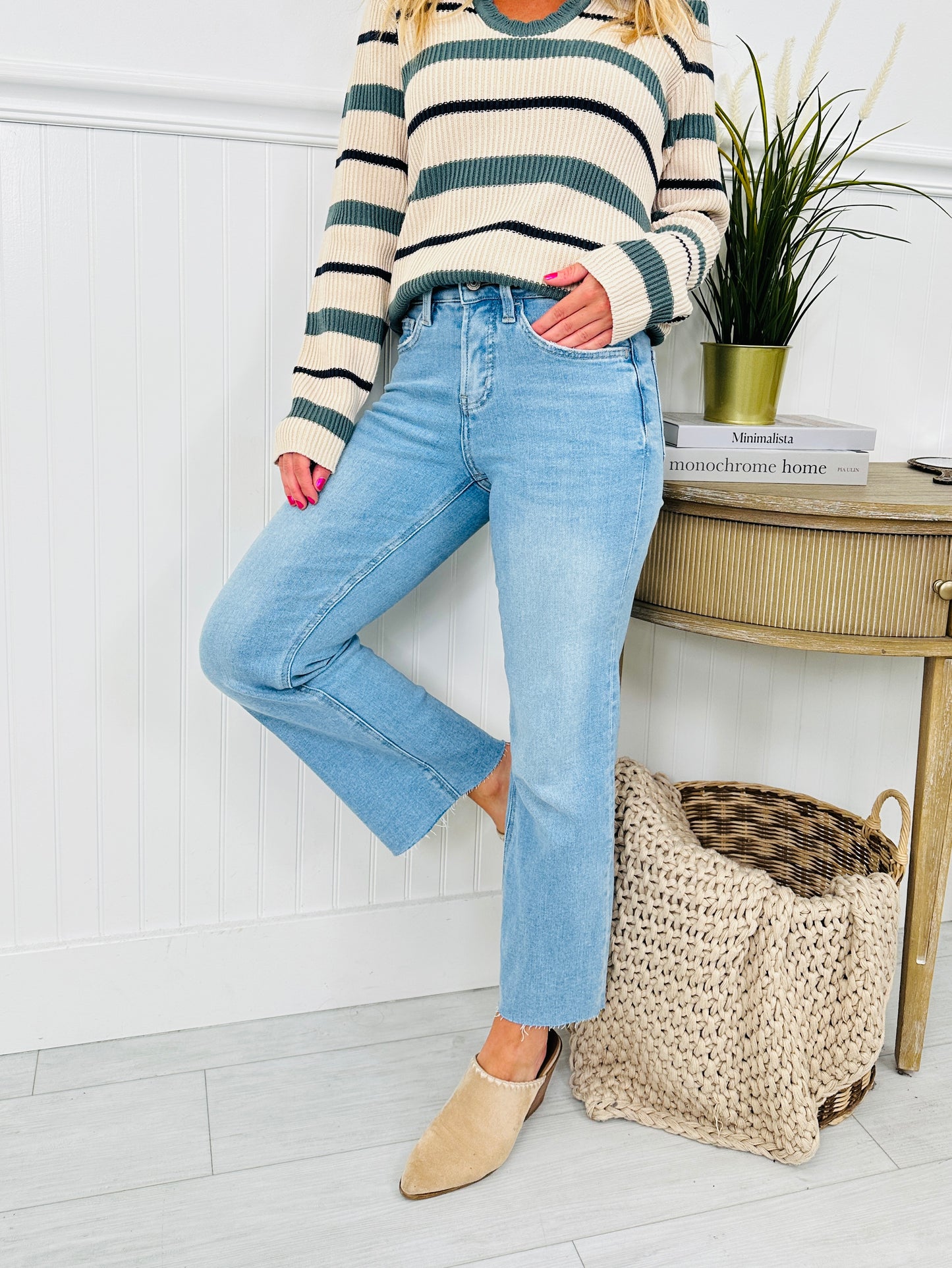 Time To Unwind Cropped Slim Fit Wide Leg Jeans