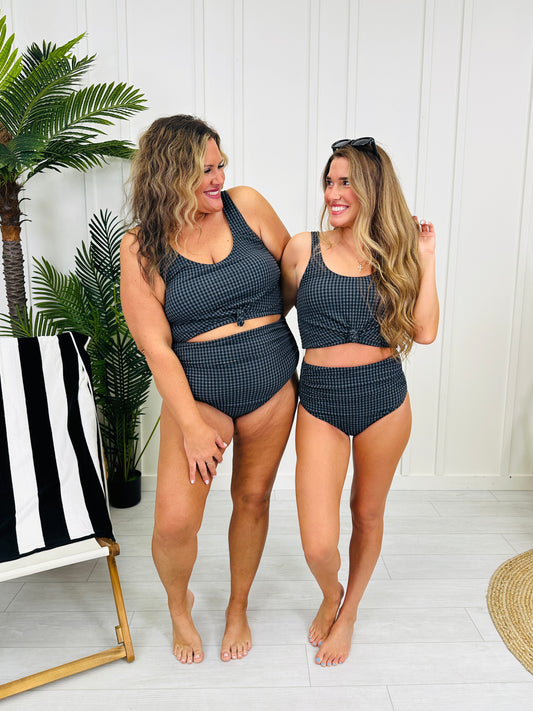 The Kamri Swim Top In Black/Charcoal Gingham