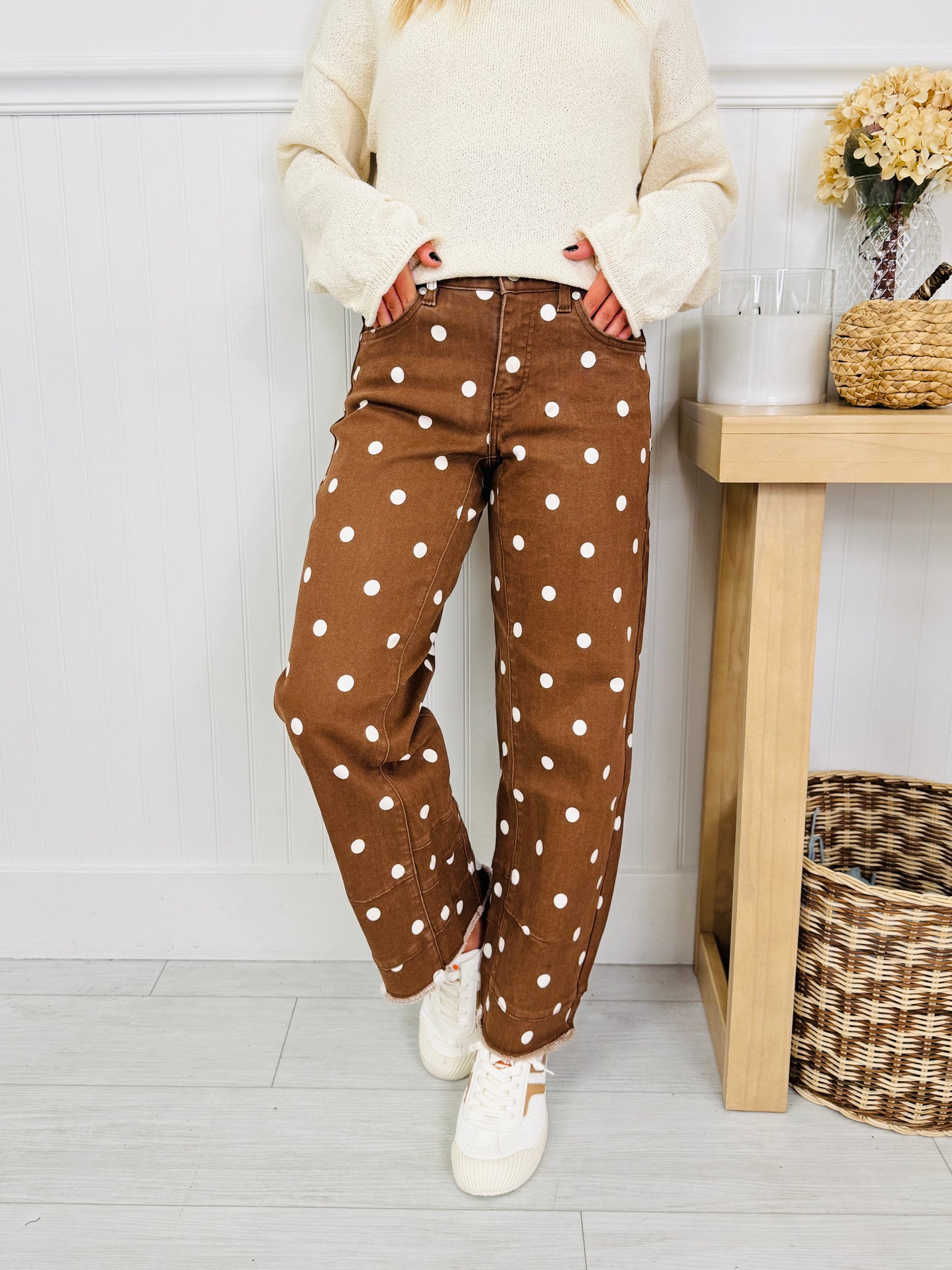 Polka Dot Dreams Tummy Control Barrel Jeans