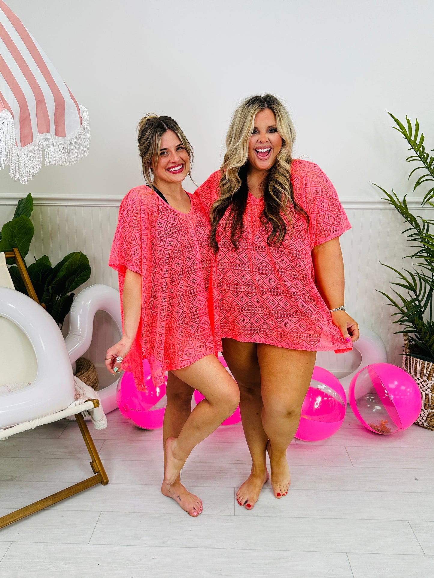 Barefoot Bay Swim Cover Up In Neon Pink