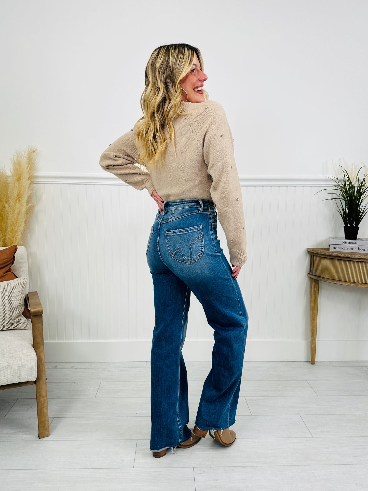 Go Into Detail Tummy Control Wide Leg Jeans