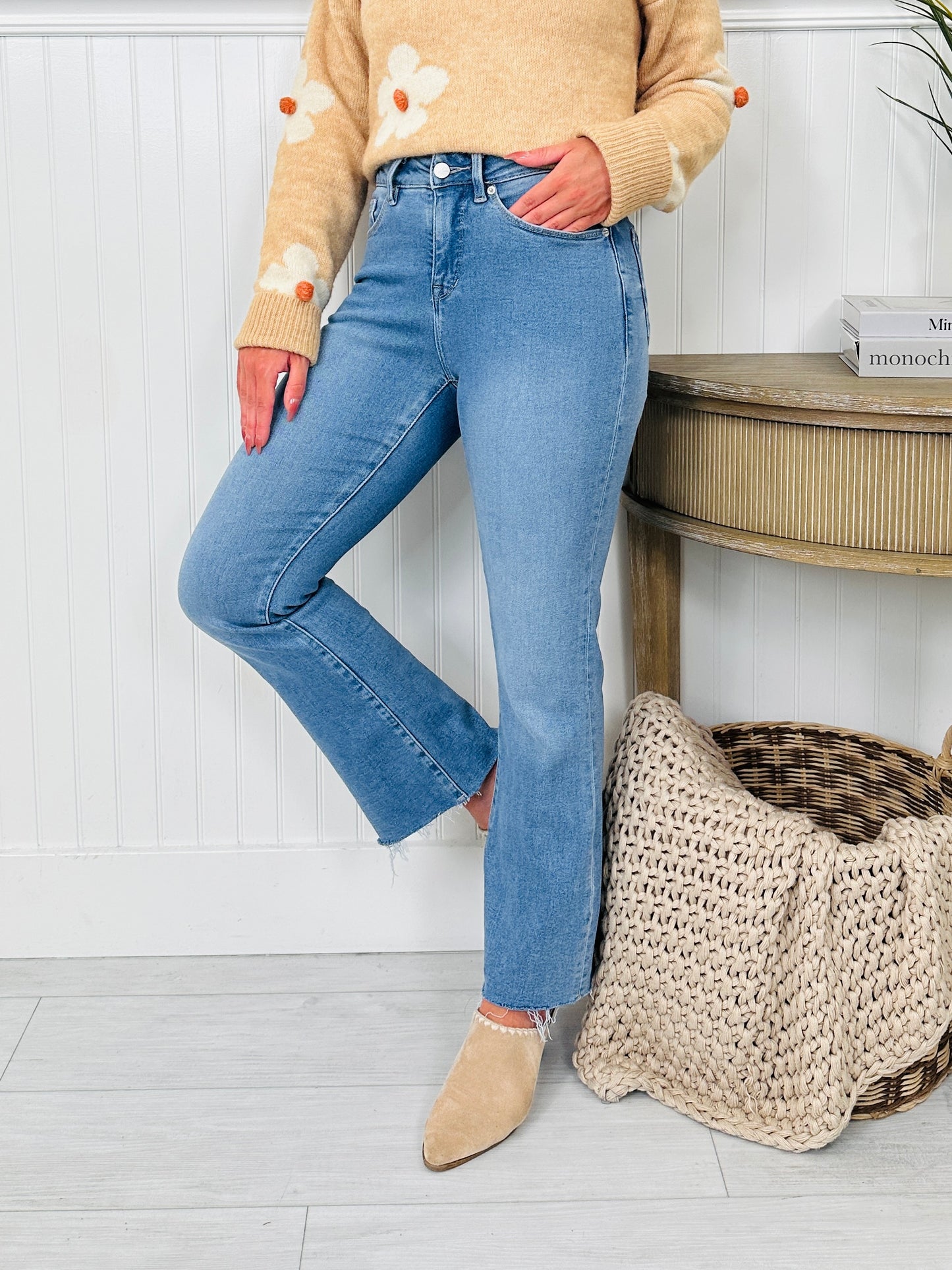 Soft Spot Tummy Control Cropped Kick Flare Jeans