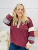 Retro Clash Top In Burgundy Cream