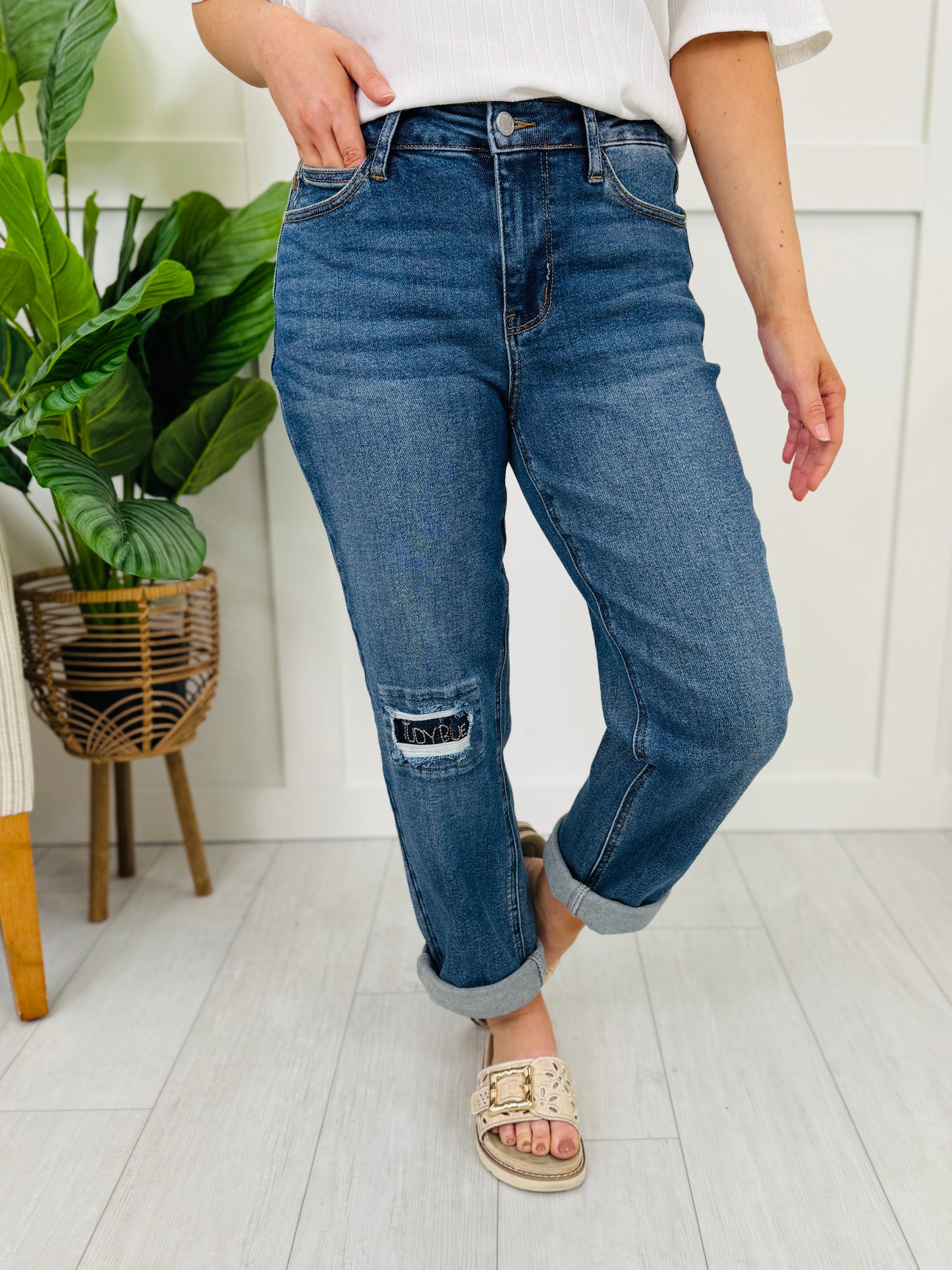 Judy Blue Patch Perfect Boyfriend Jeans