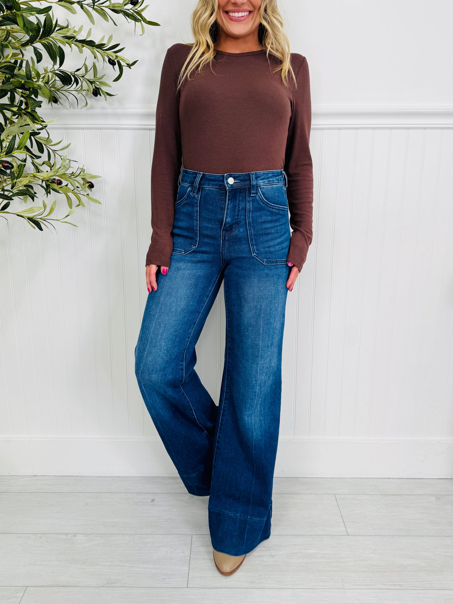Full Of Style Tummy Control Wide Leg Jeans In Multiple Inseams