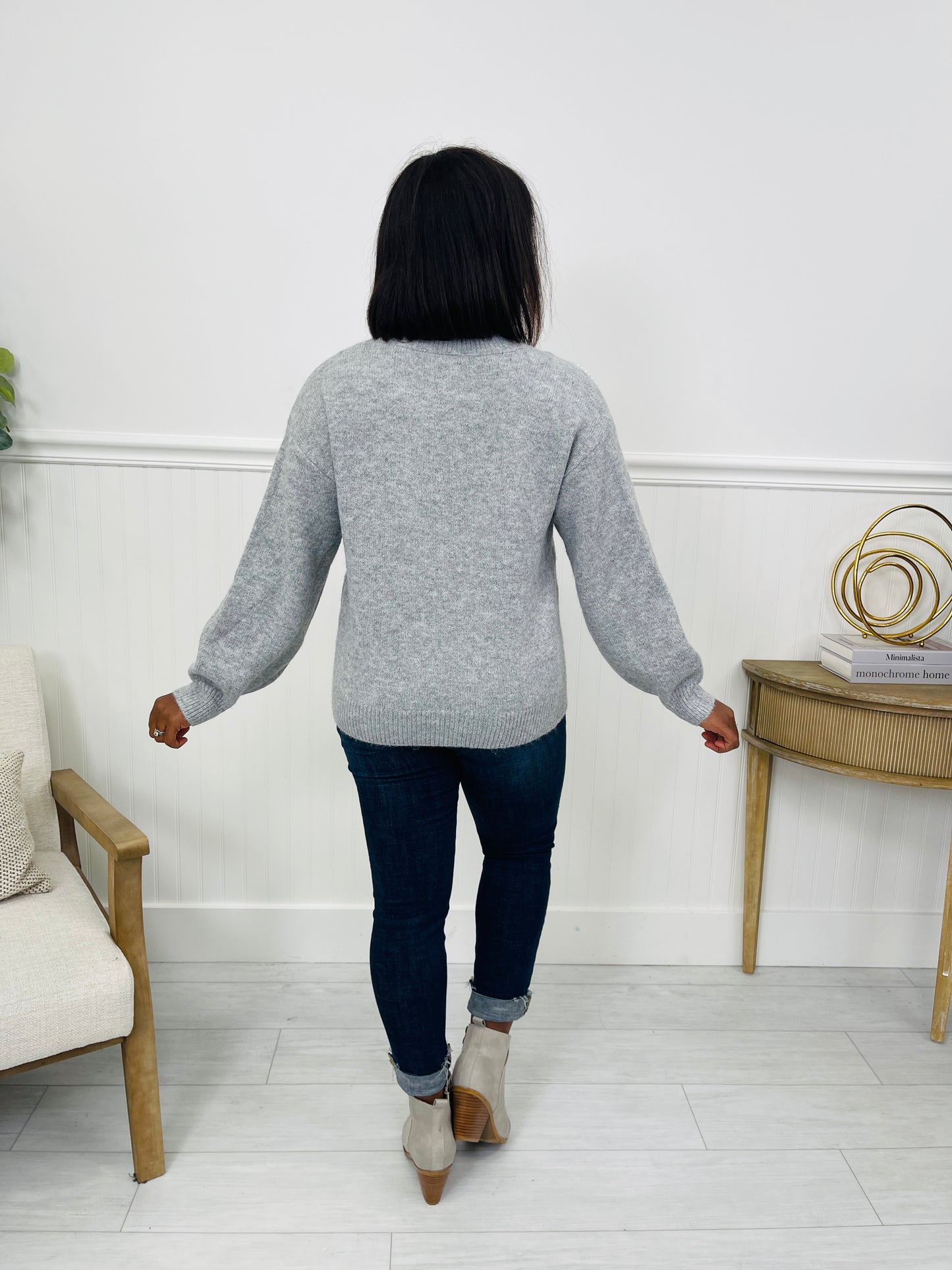 Ever After Pearl Sweater in H Grey