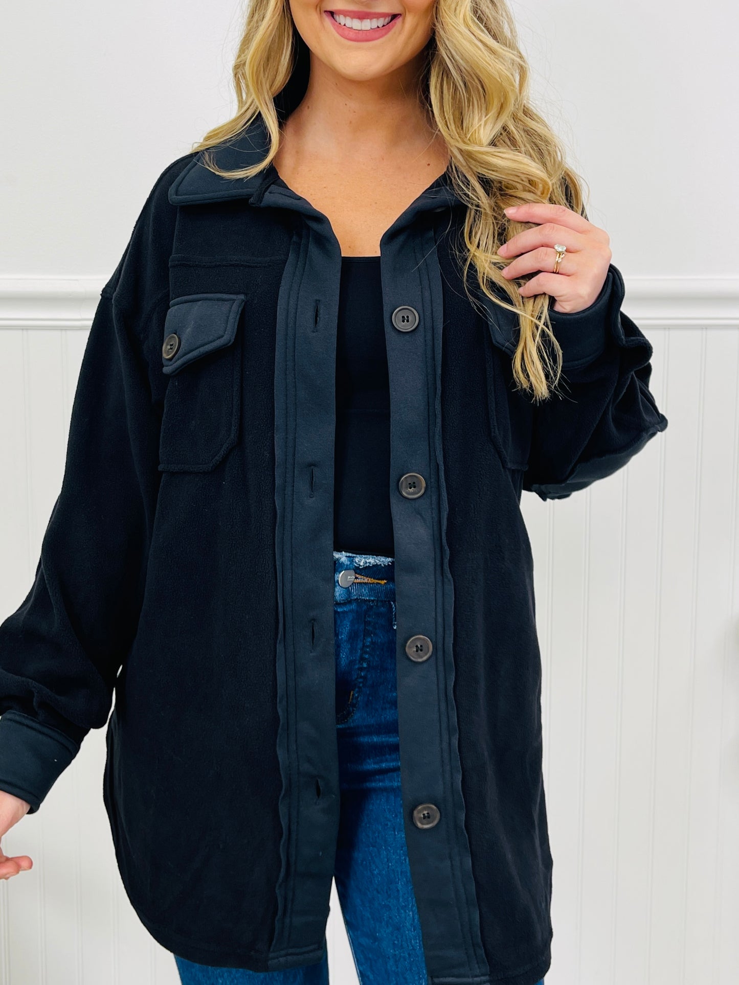 Breezy Commute Shacket in Black