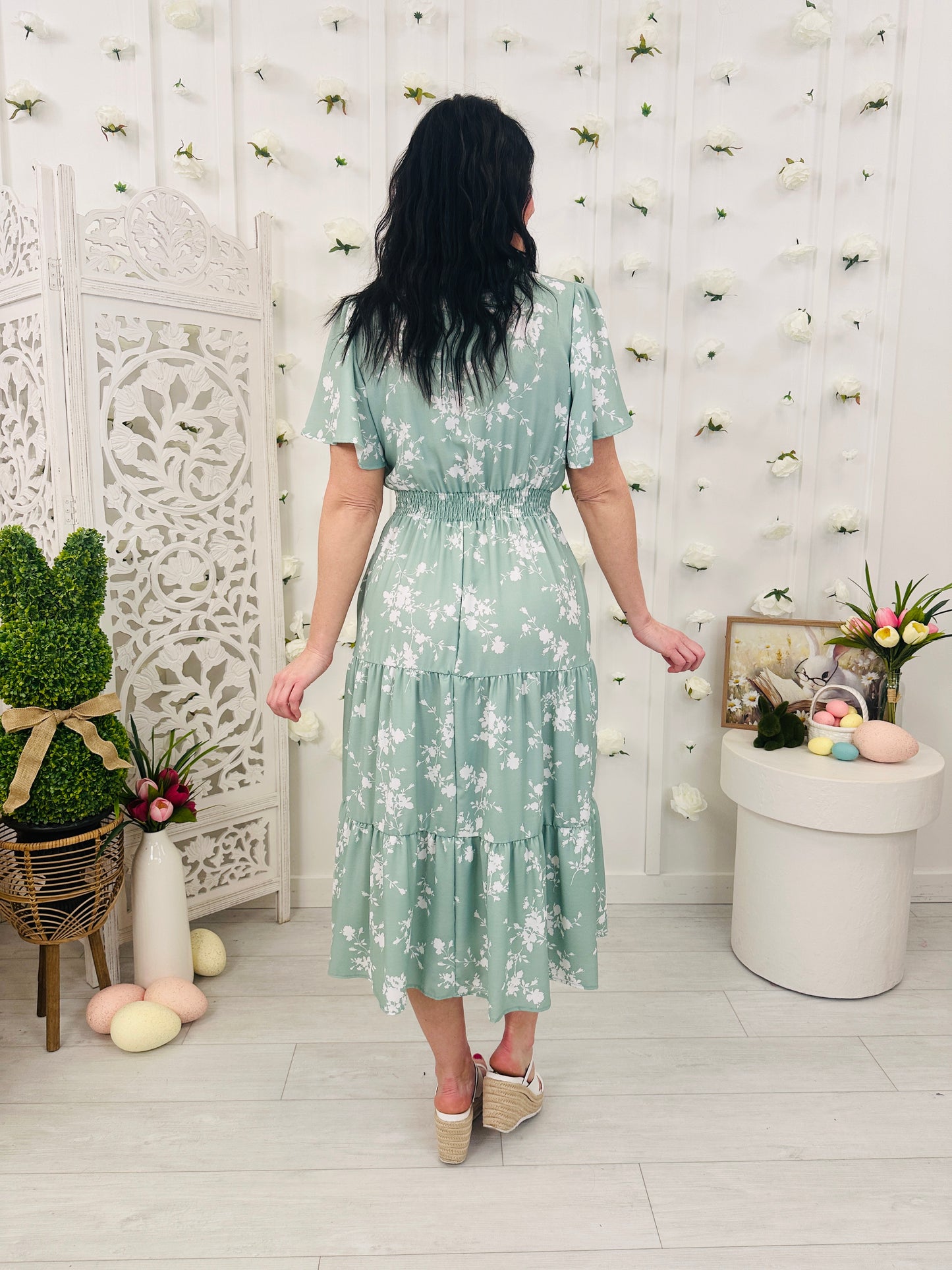 Sunday in Petals Dress In Sage