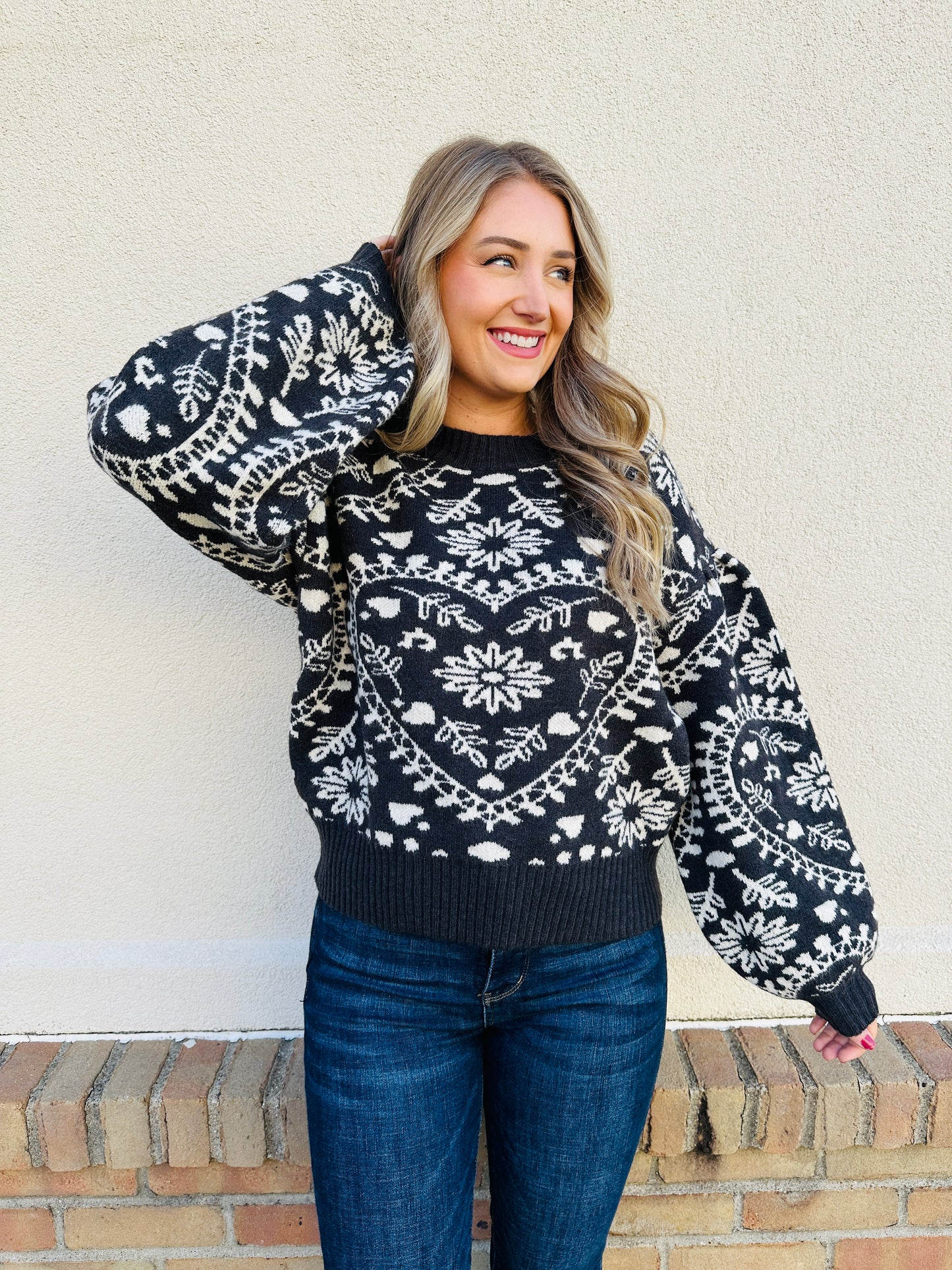 Harvest Heartbeat Sweater in Charcoal