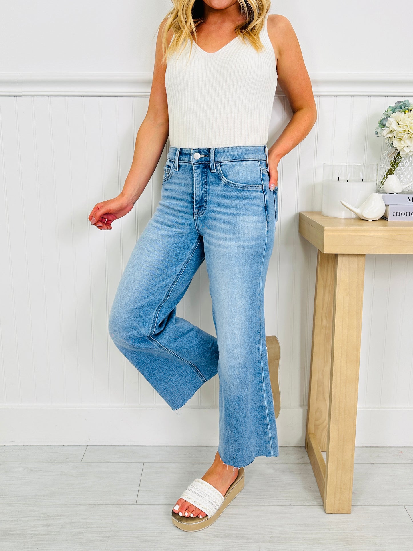 Easy Everyday Cropped Palazzo Tummy Control Jeans