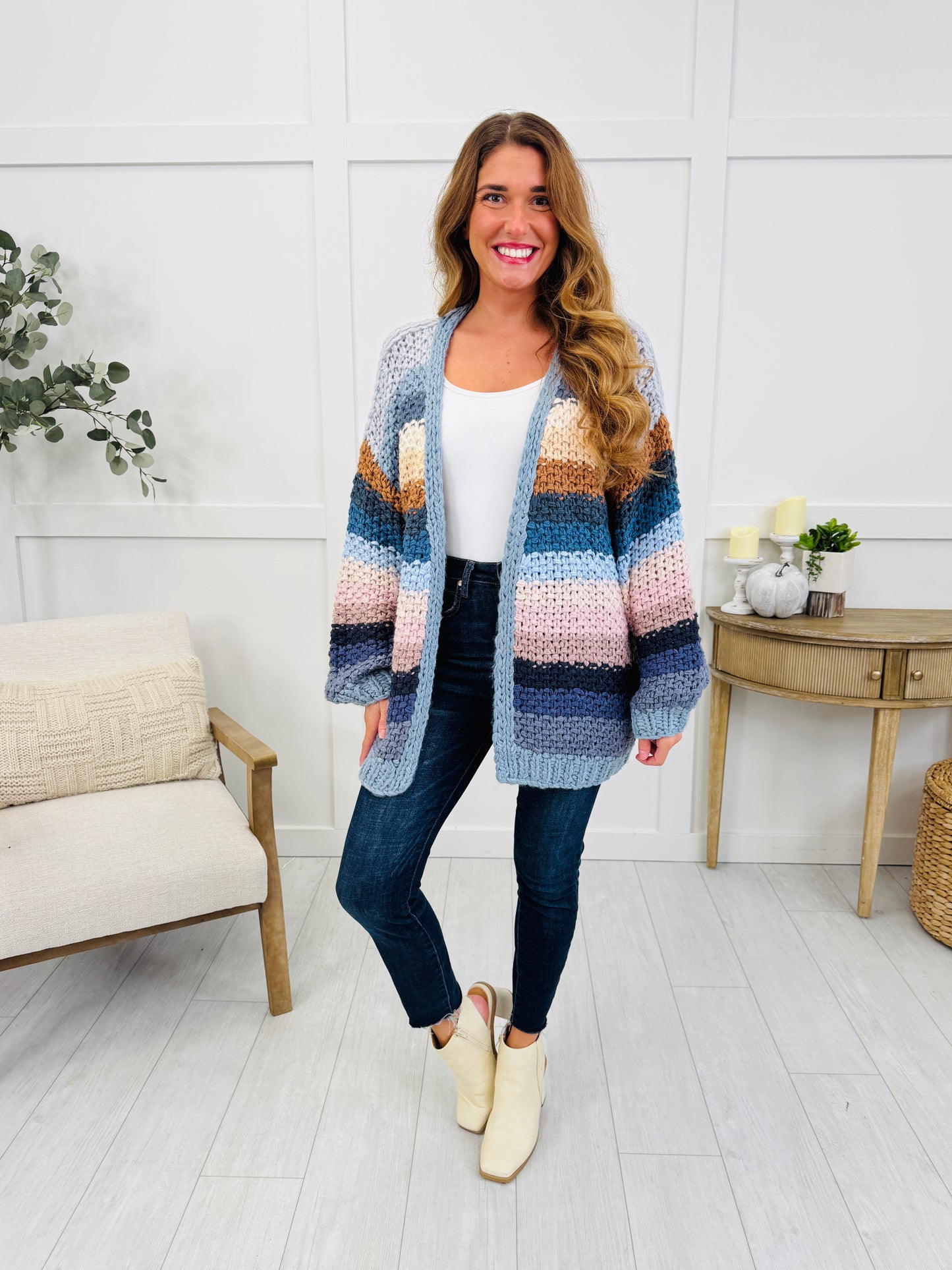 Sunset Trails Cardigan In Slate Blue