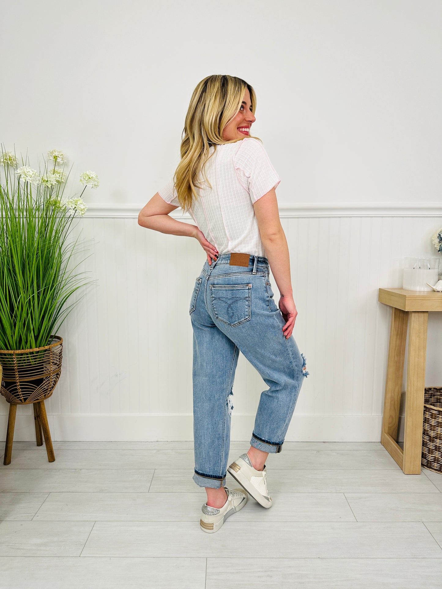 Judy Blue Spring Fling Boyfriend Jeans