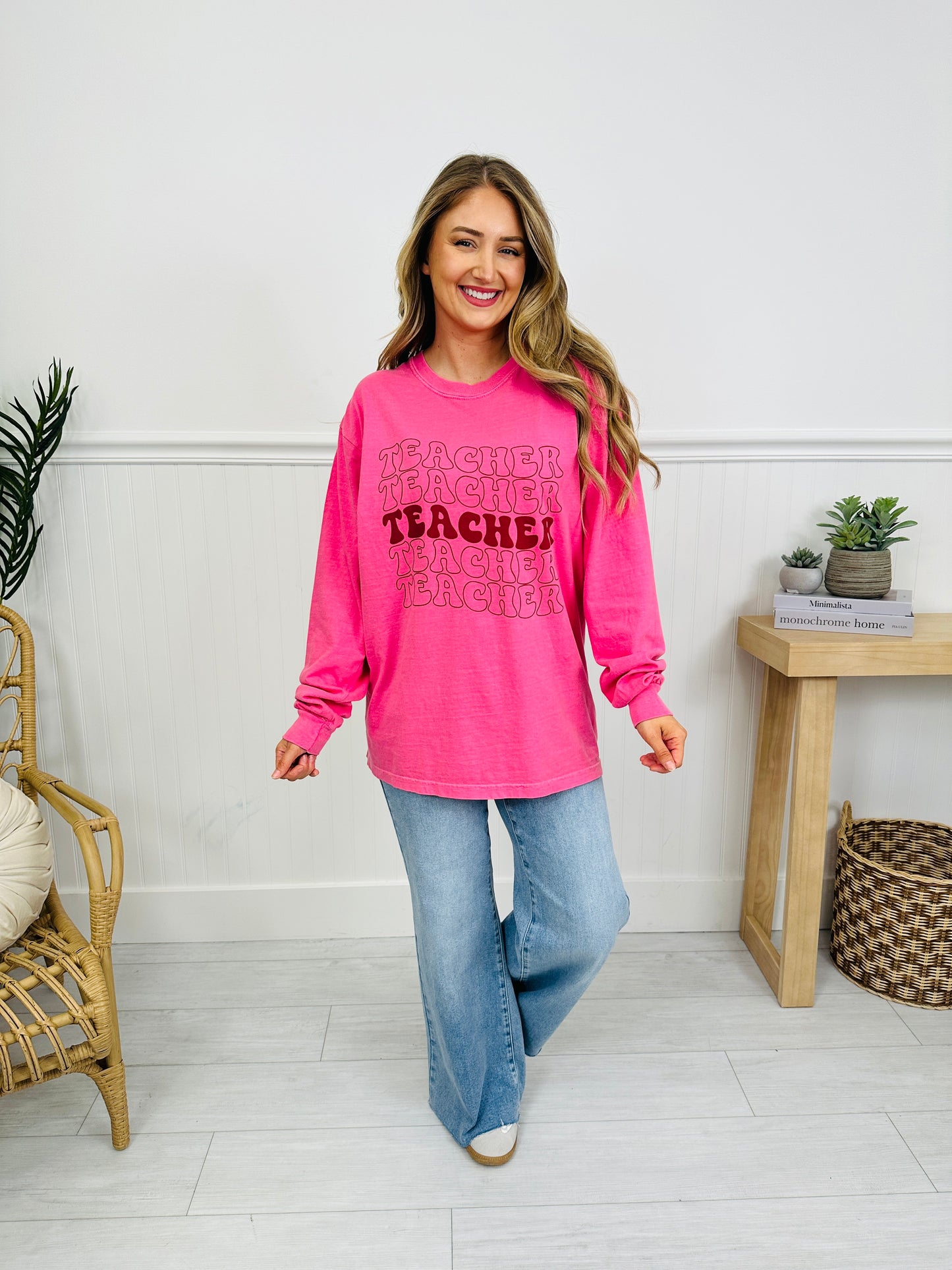 Teacher Graphic Long Sleeve Tee in Multiple Colors