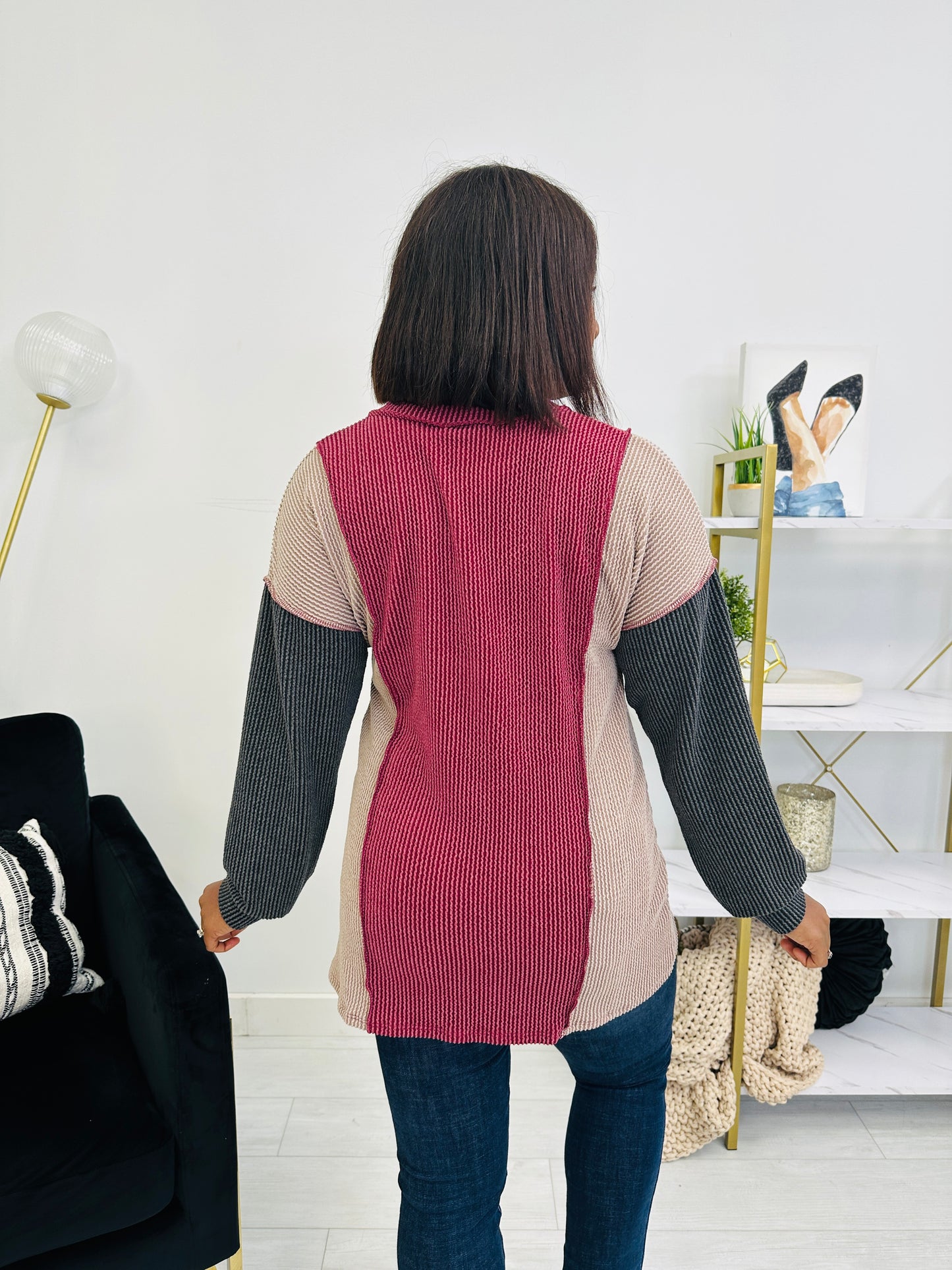Mend It With Style Top in Burgundy