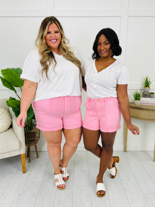 Judy Blue Pink Lemonade Weekender Shorts