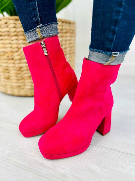 Big Step Booties In Fuchsia Suede