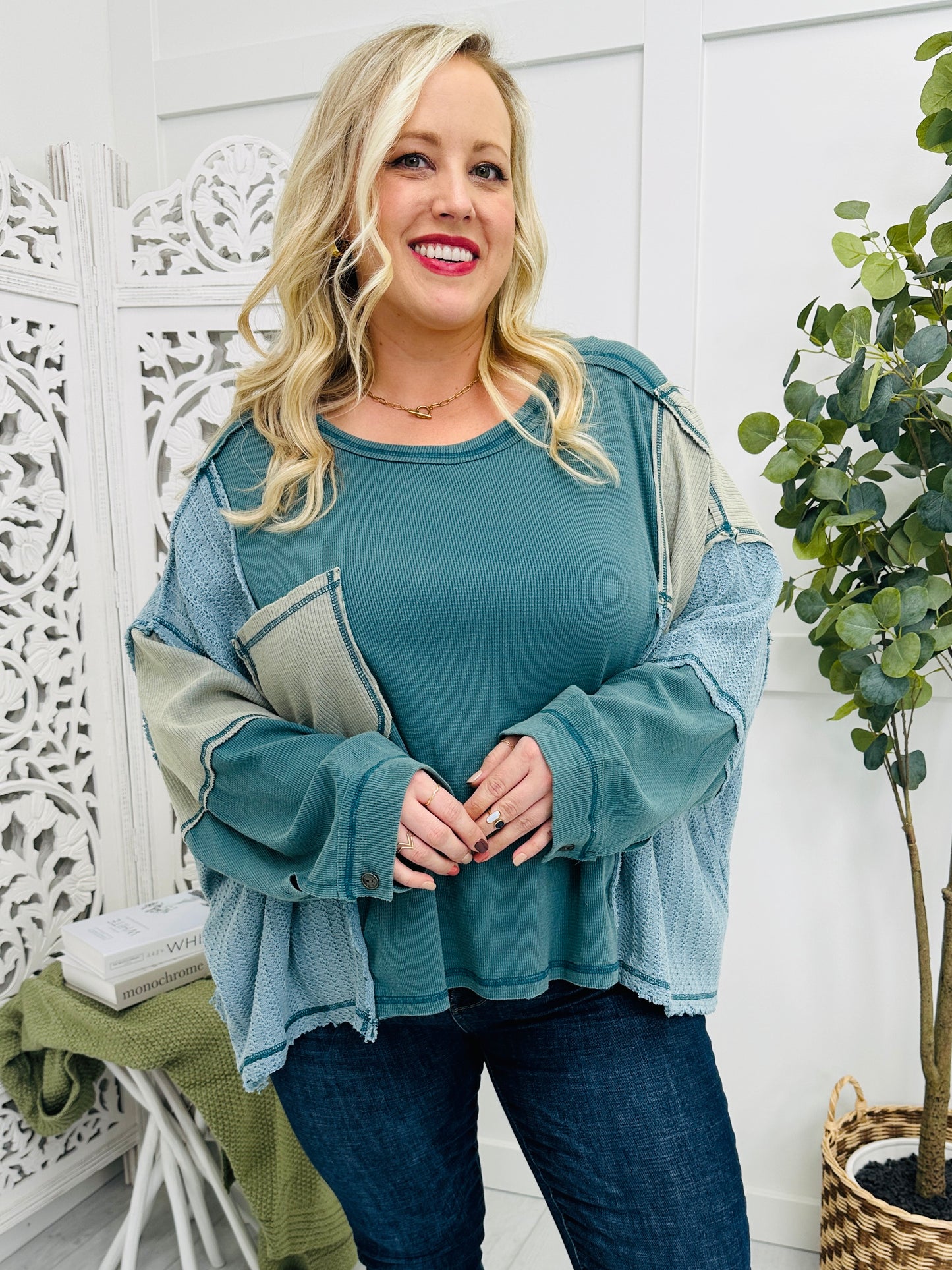 Twilight Delight Long Sleeve Top in Teal