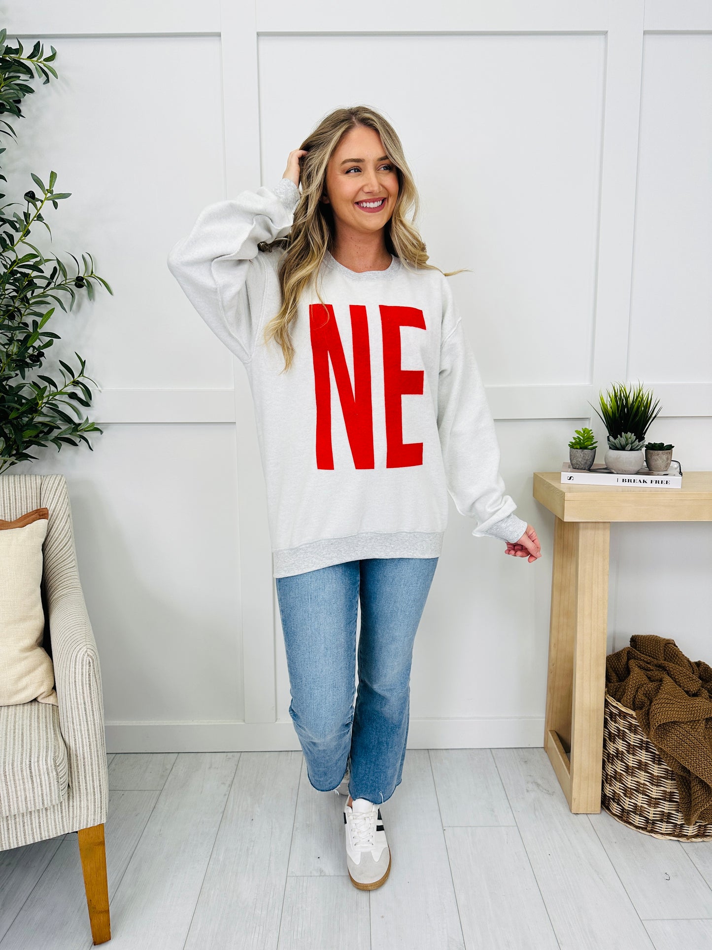 Nebraska Reversible NE Graphic Crewneck Sweatshirt