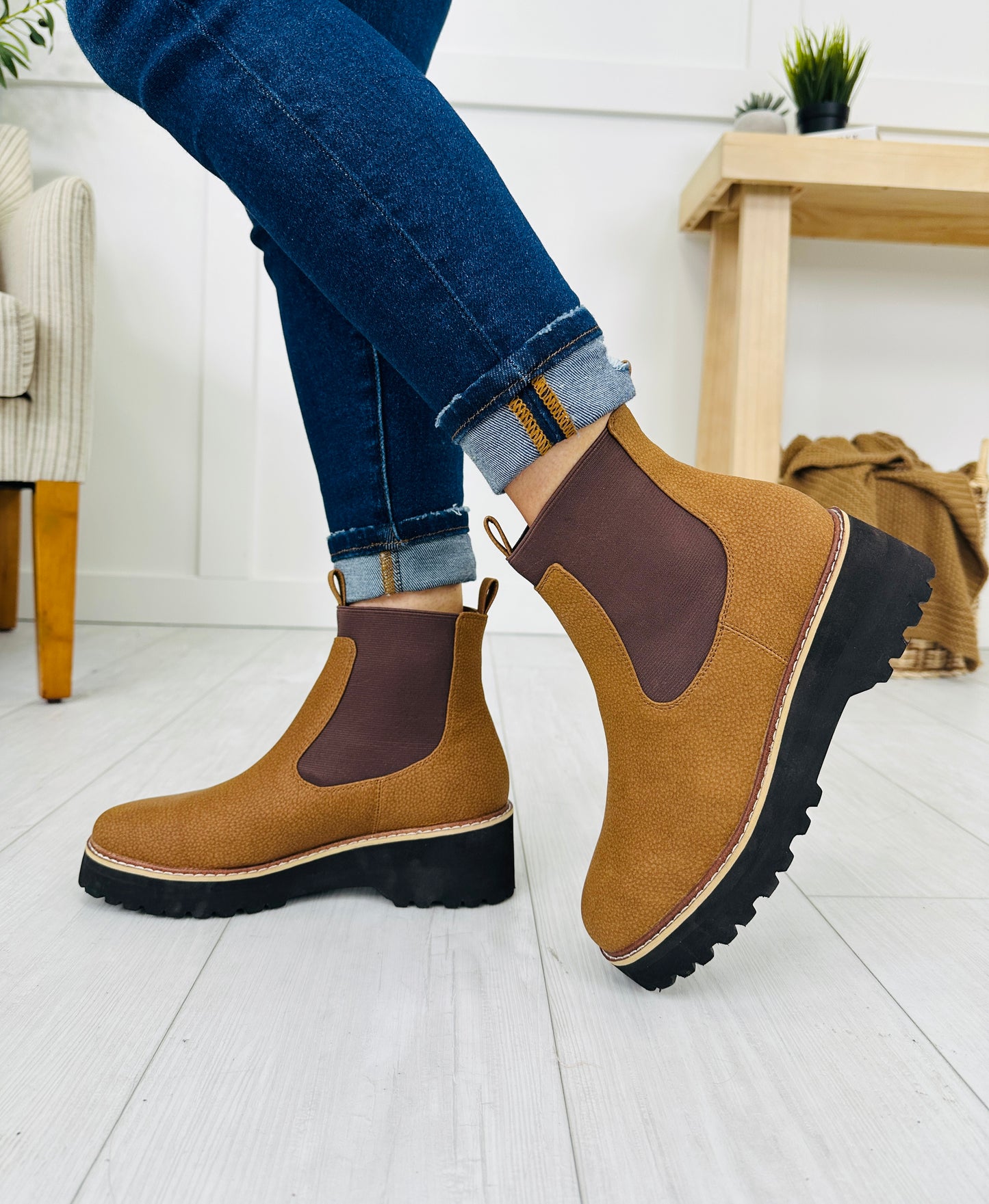 Uptown Ground Booties in Tan