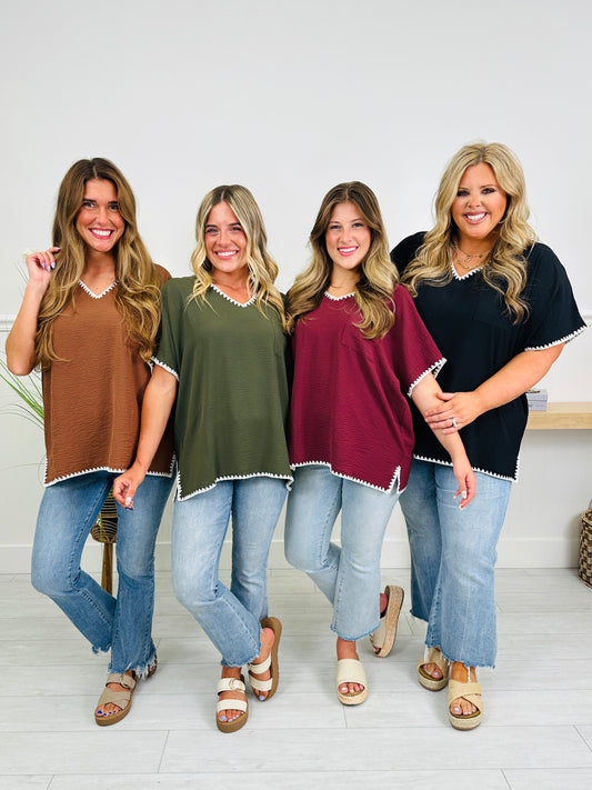 Stitched In Style Top In Multiple Colors