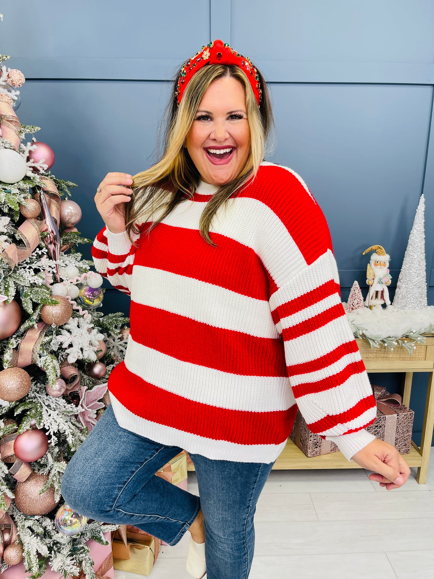 REG/CURVY MOCO Exclusive Candy Cane Lane Sweater