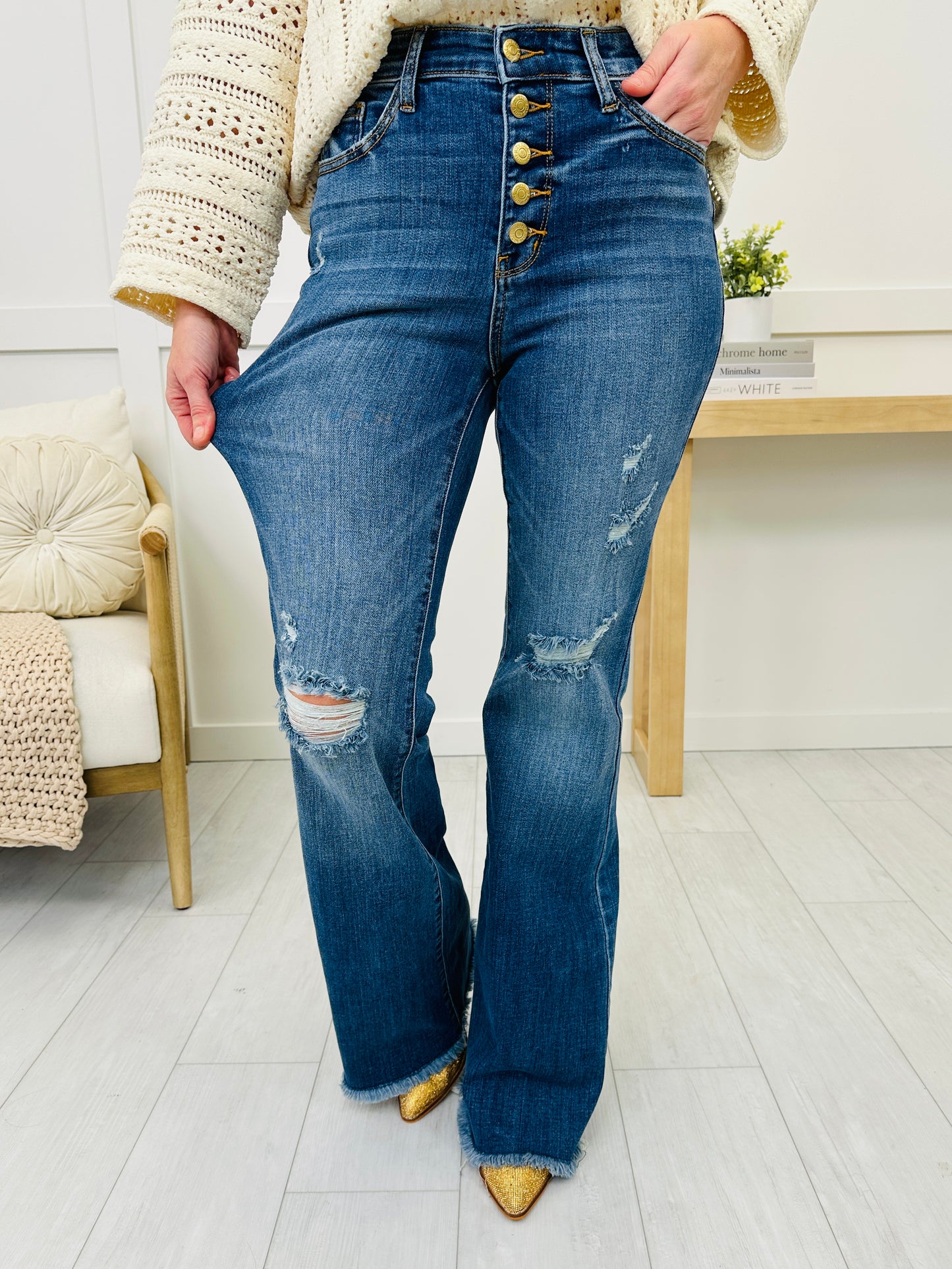 Judy Blue Flare For You Button Fly Flare Jeans